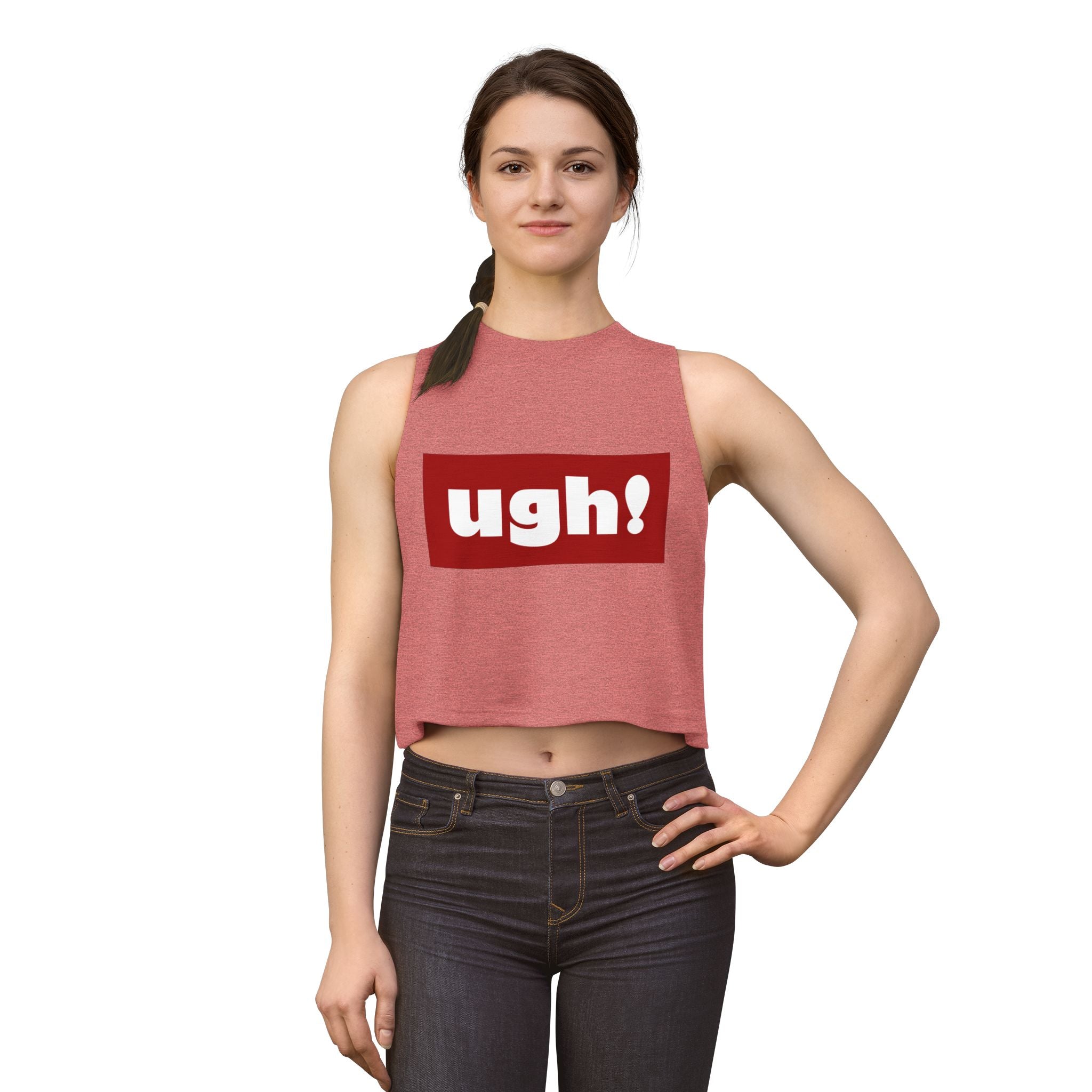 "ugh!" Box Logo Crop Top — Women's Casual Graphic Tank