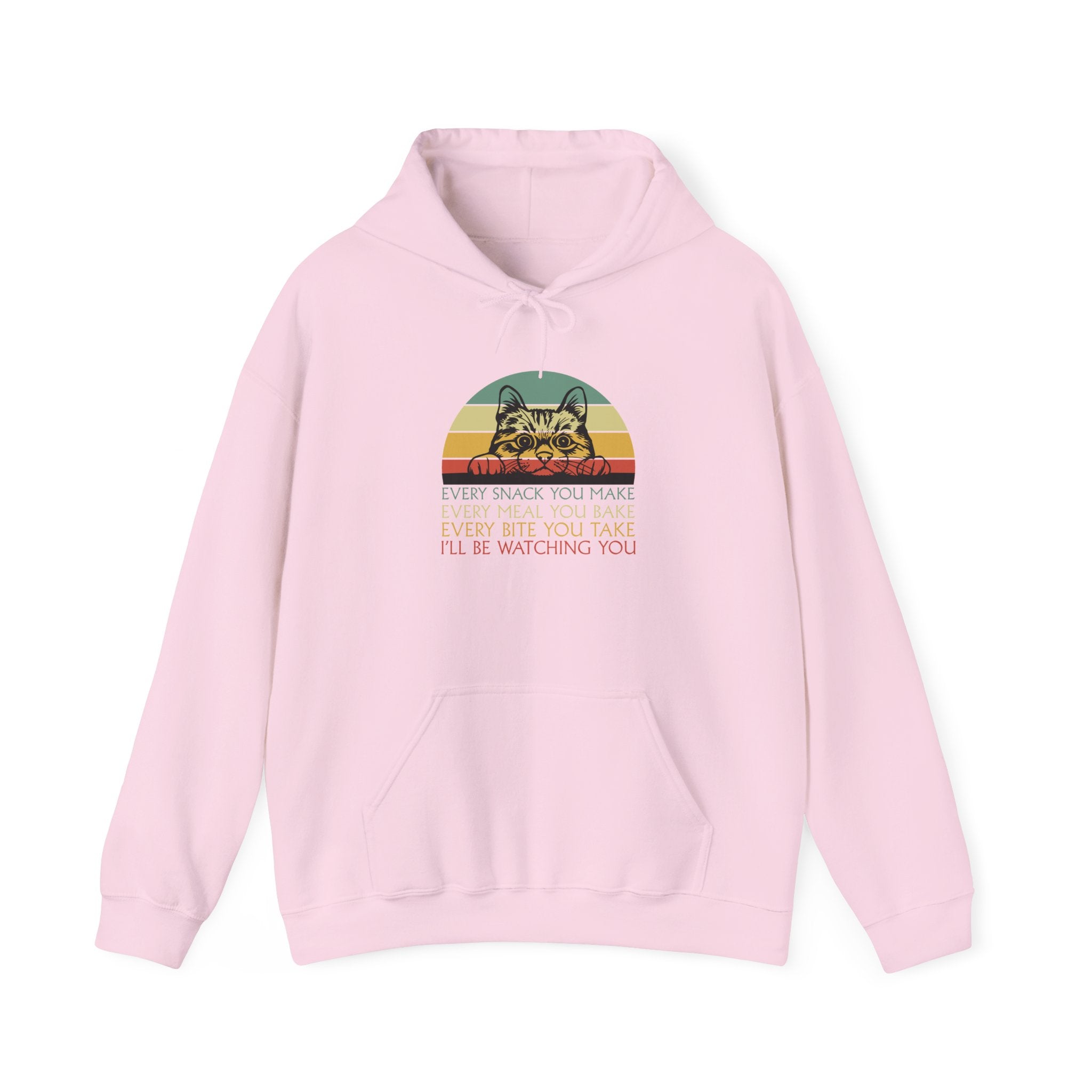 Cat Watch Retro Hoodie – “Every Snack You Make” Funny Cat Lover Sweatshirt