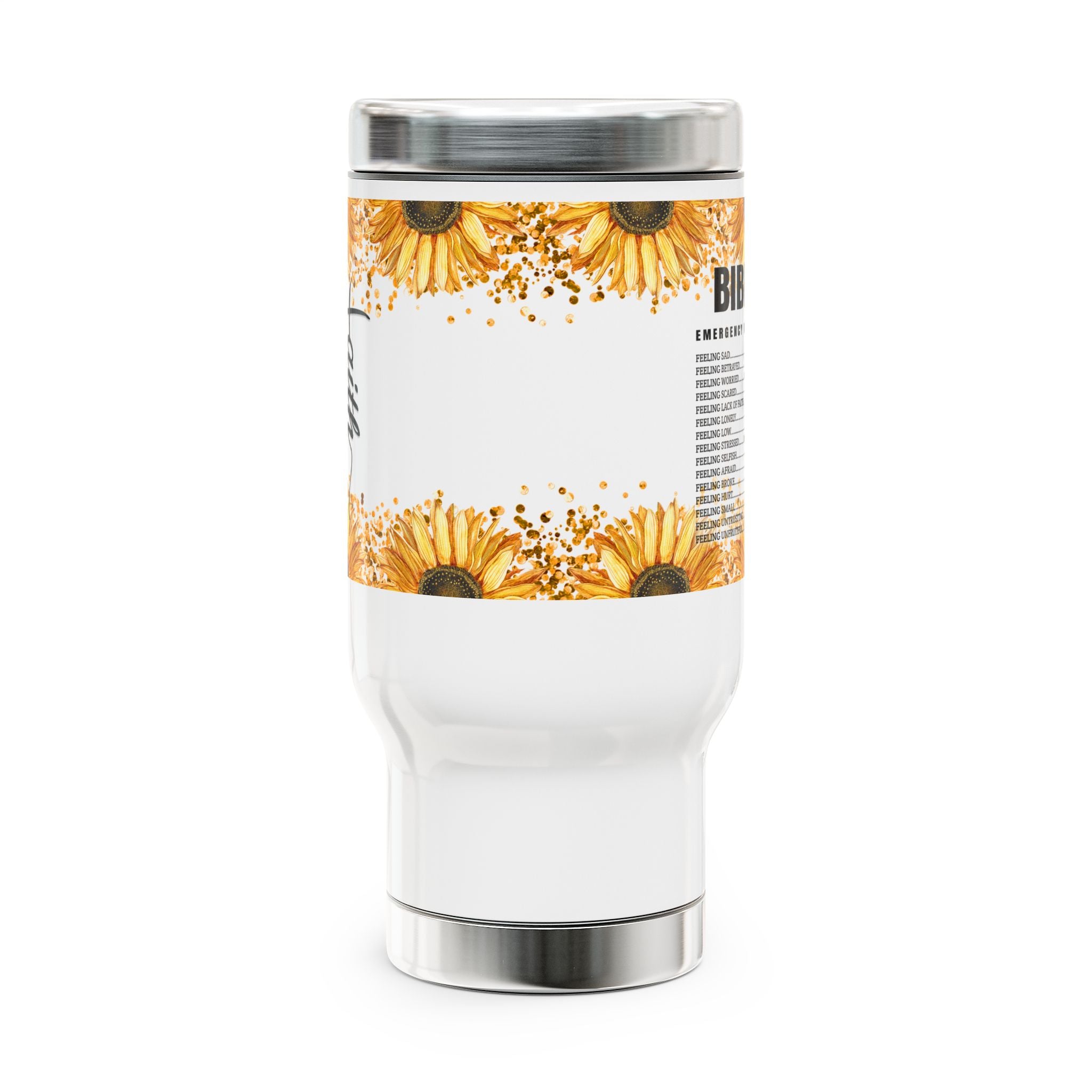 Personalized Sunflower Travel Mug – Custom Name Stainless Steel Coffee Mug with Handle, 14oz