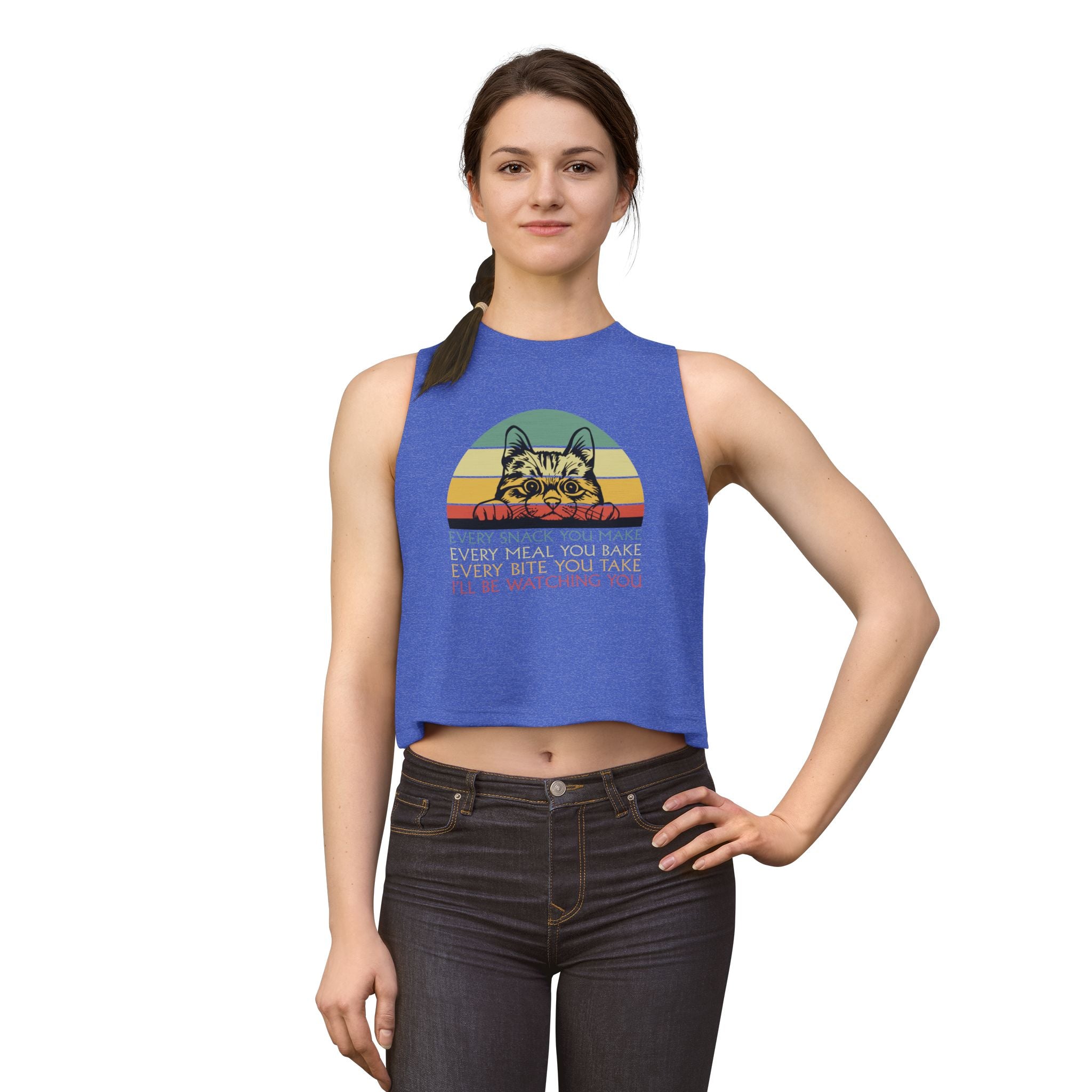 Cat Snack Watch Crop Top — "Every Snack You Make... I'll Be Watching You"