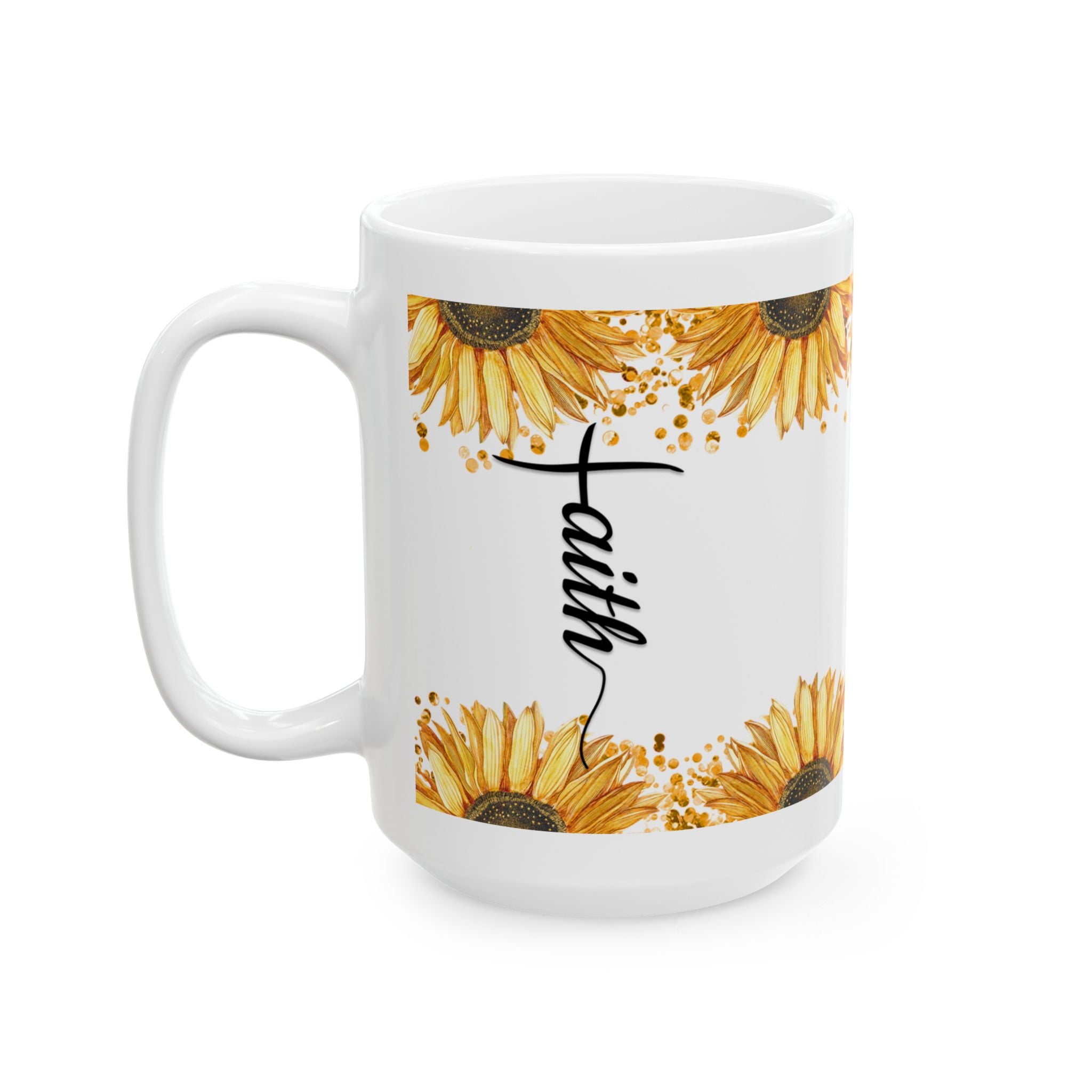 Personalized Sunflower Ceramic Mug – Custom Name Coffee Cup, Floral Gift, 11oz & 15oz