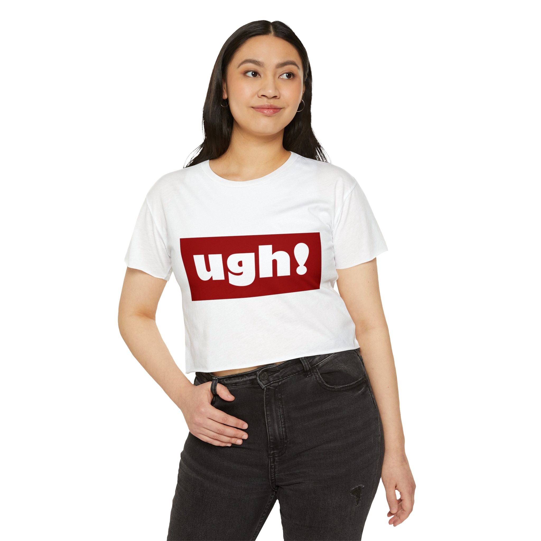 "ugh!" Festival Crop Top — Playful Graphic Women's Cropped Tee