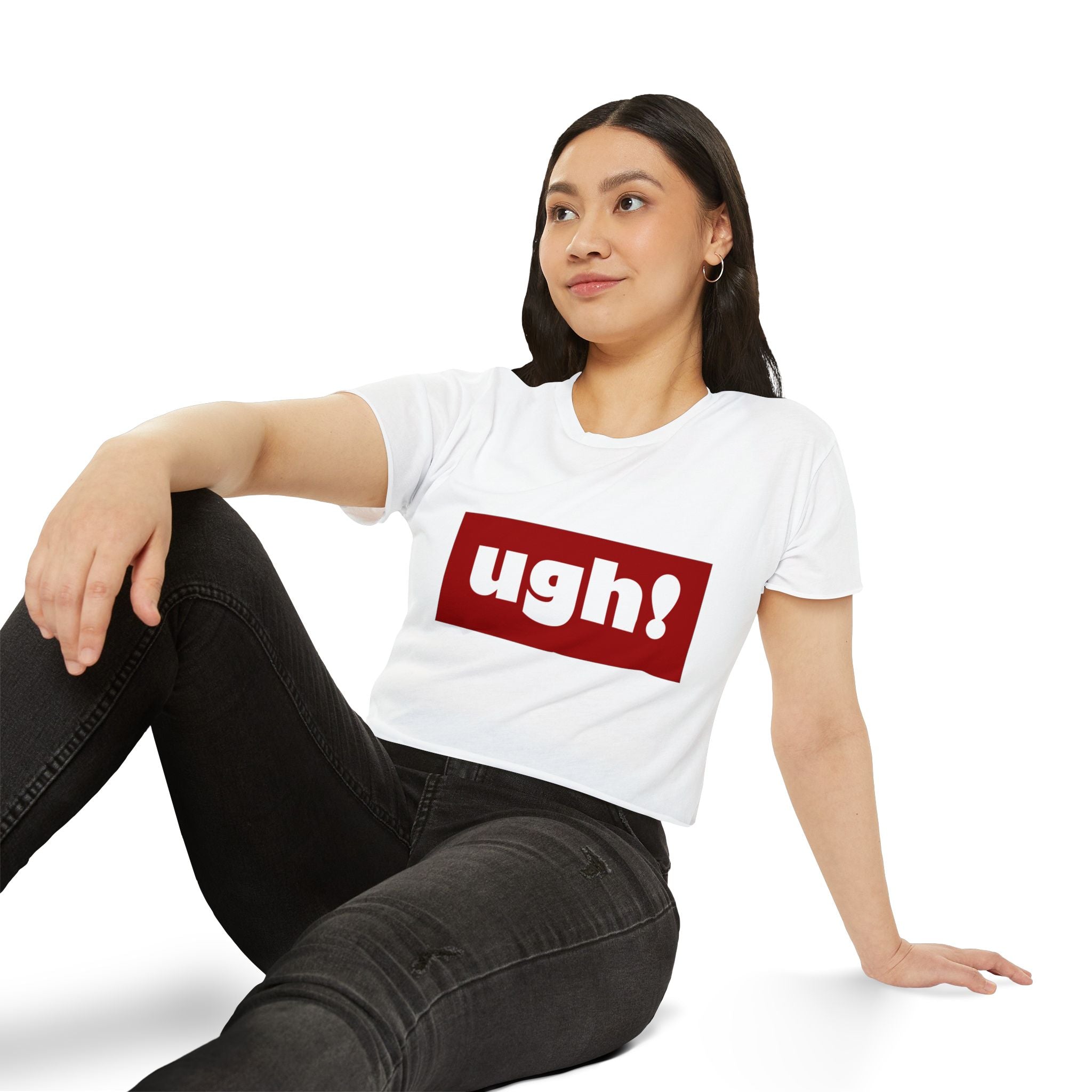 "ugh!" Festival Crop Top — Playful Graphic Women's Cropped Tee