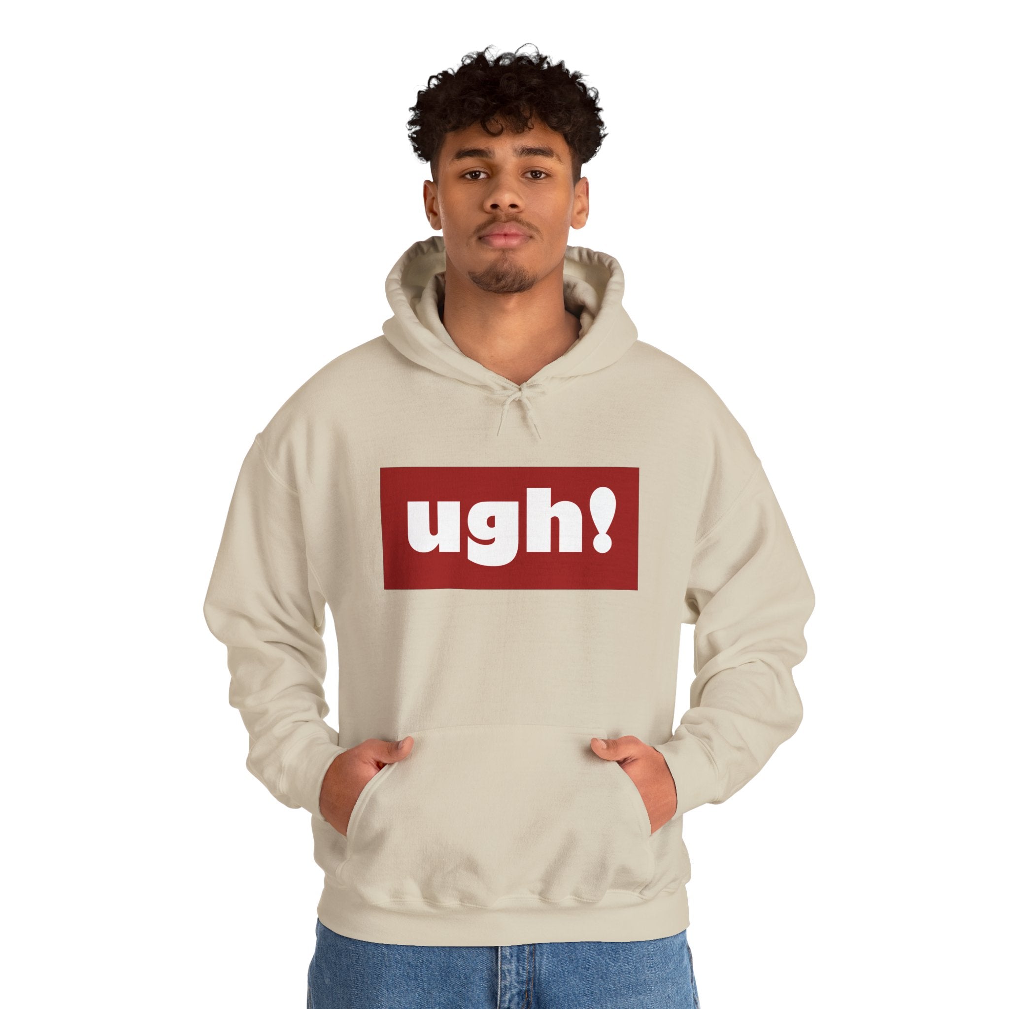 Ugh! Graphic Hoodie — Funny Minimalist Box Logo Pullover