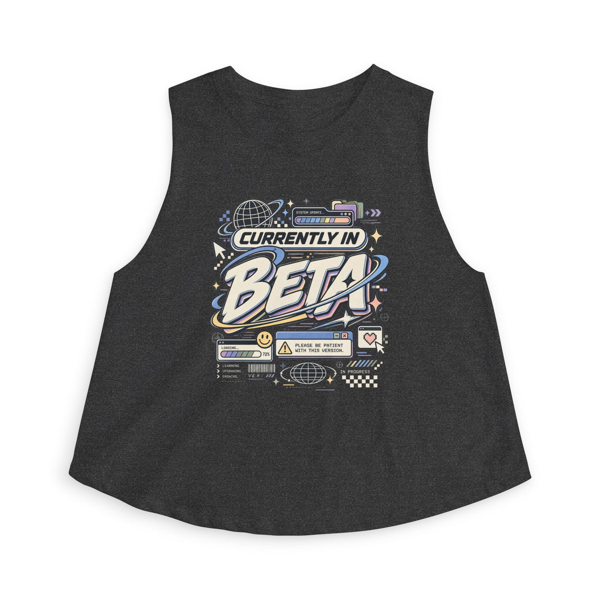 Currently In Beta Crop Top — Retro Tech Graphic Women's Tank
