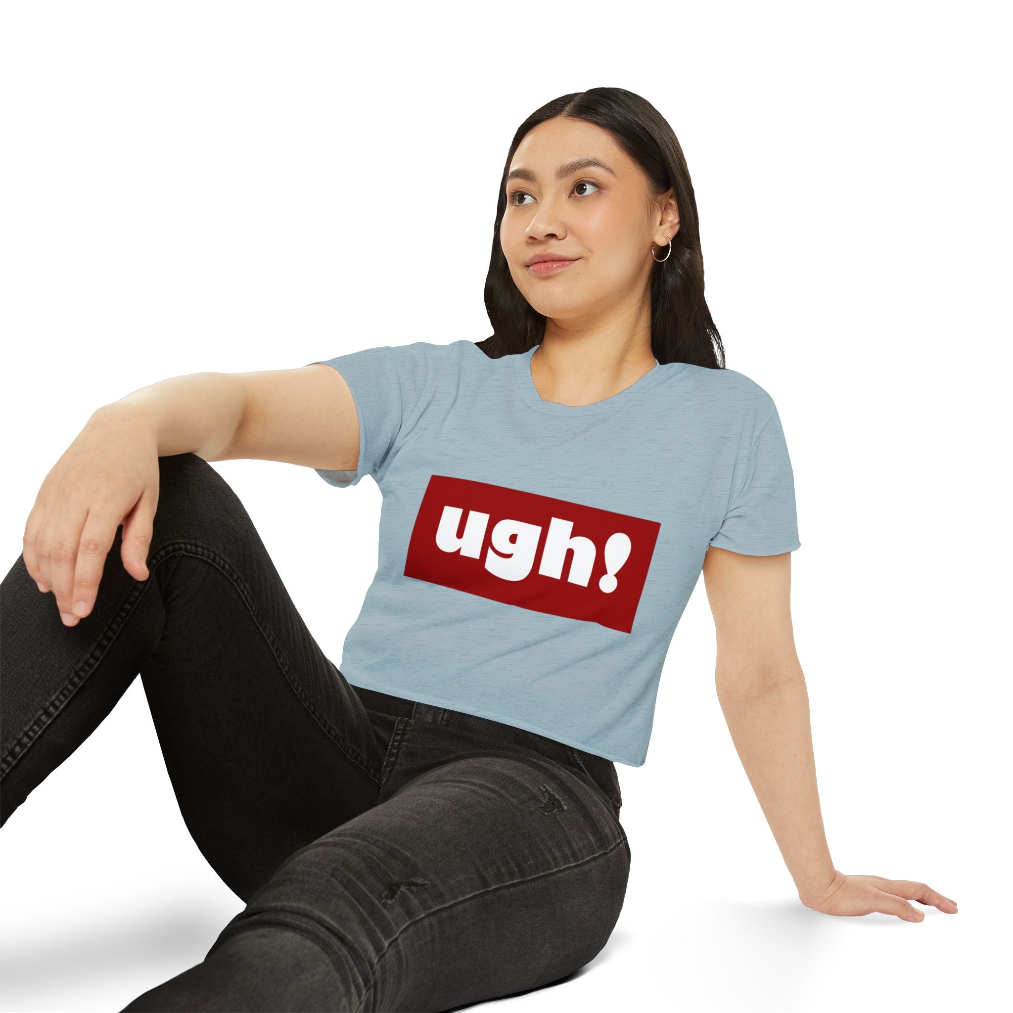 "ugh!" Festival Crop Top — Playful Graphic Women's Cropped Tee