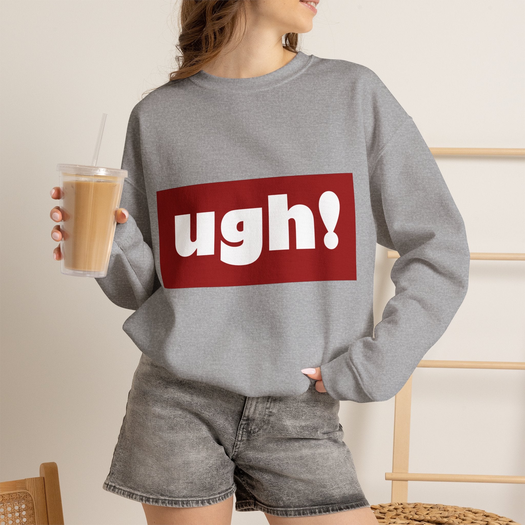Ugh! Graphic Crewneck Sweatshirt – Casual Statement Pullover