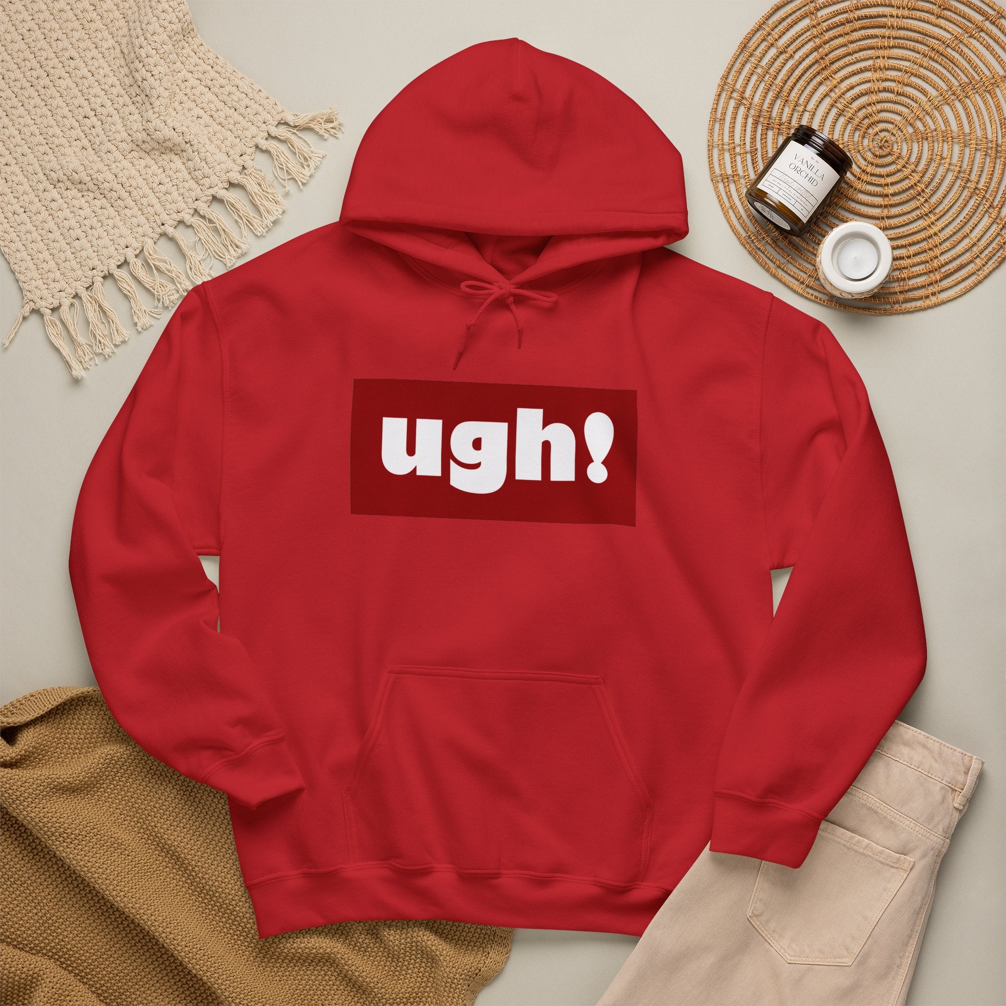 Ugh! Graphic Hoodie — Funny Minimalist Box Logo Pullover