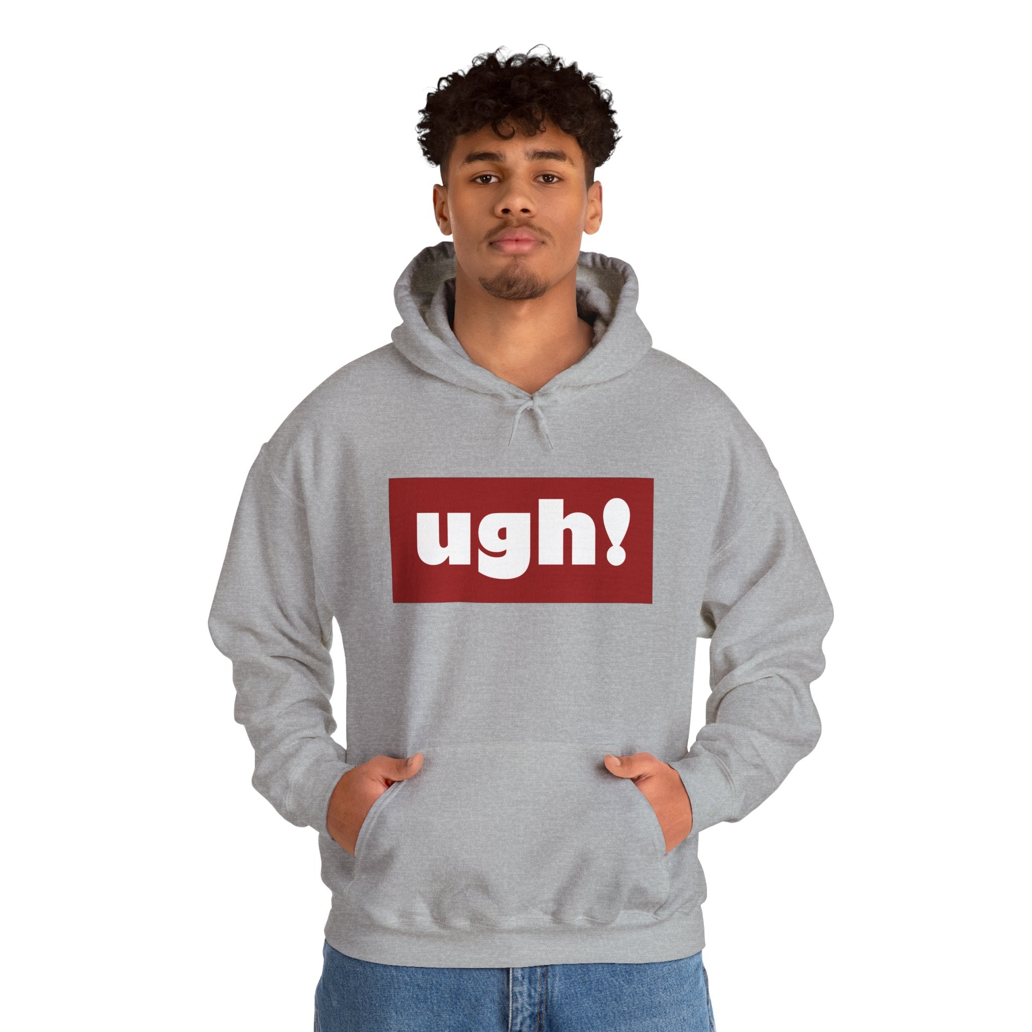 Ugh! Graphic Hoodie — Funny Minimalist Box Logo Pullover