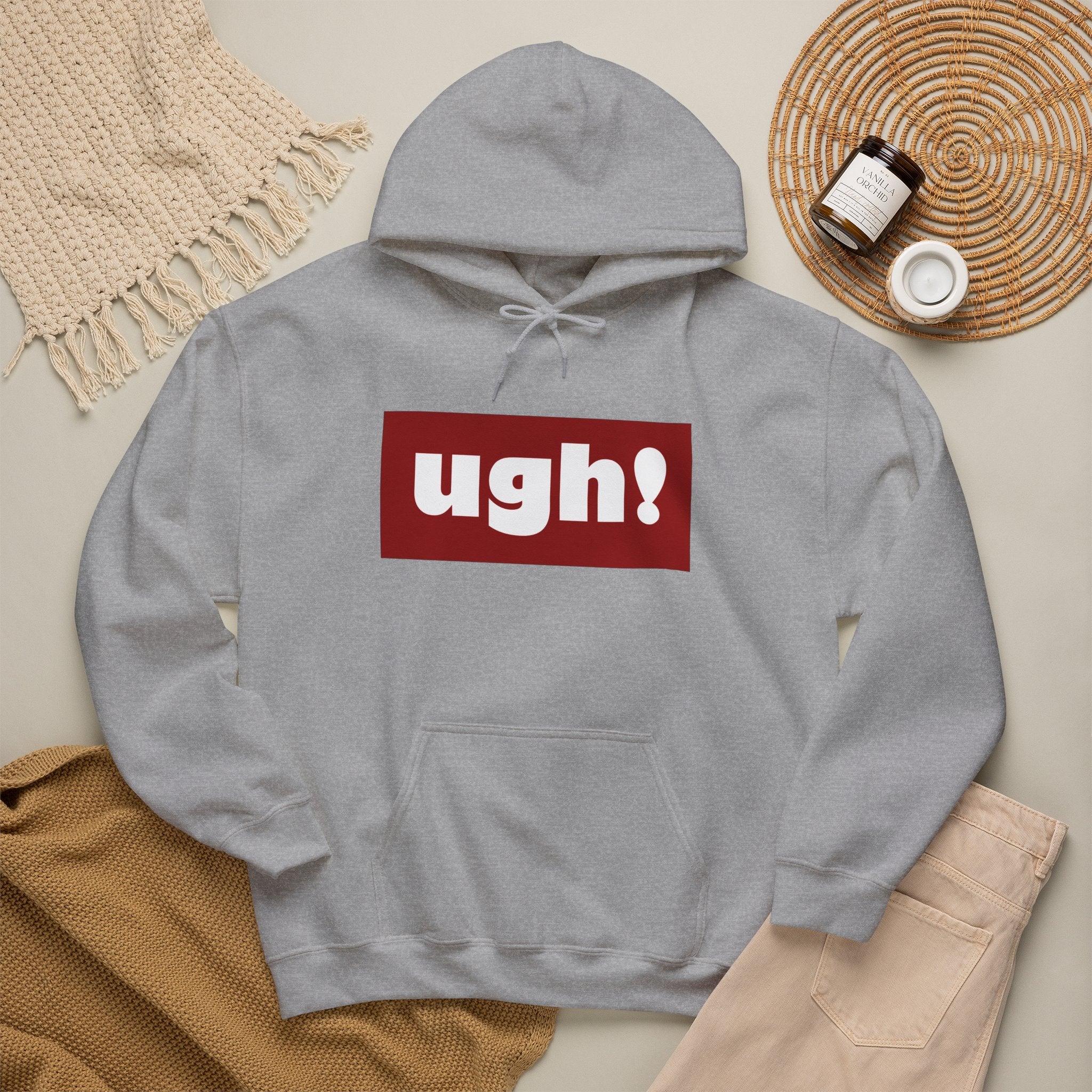 Ugh! Graphic Hoodie — Funny Minimalist Box Logo Pullover