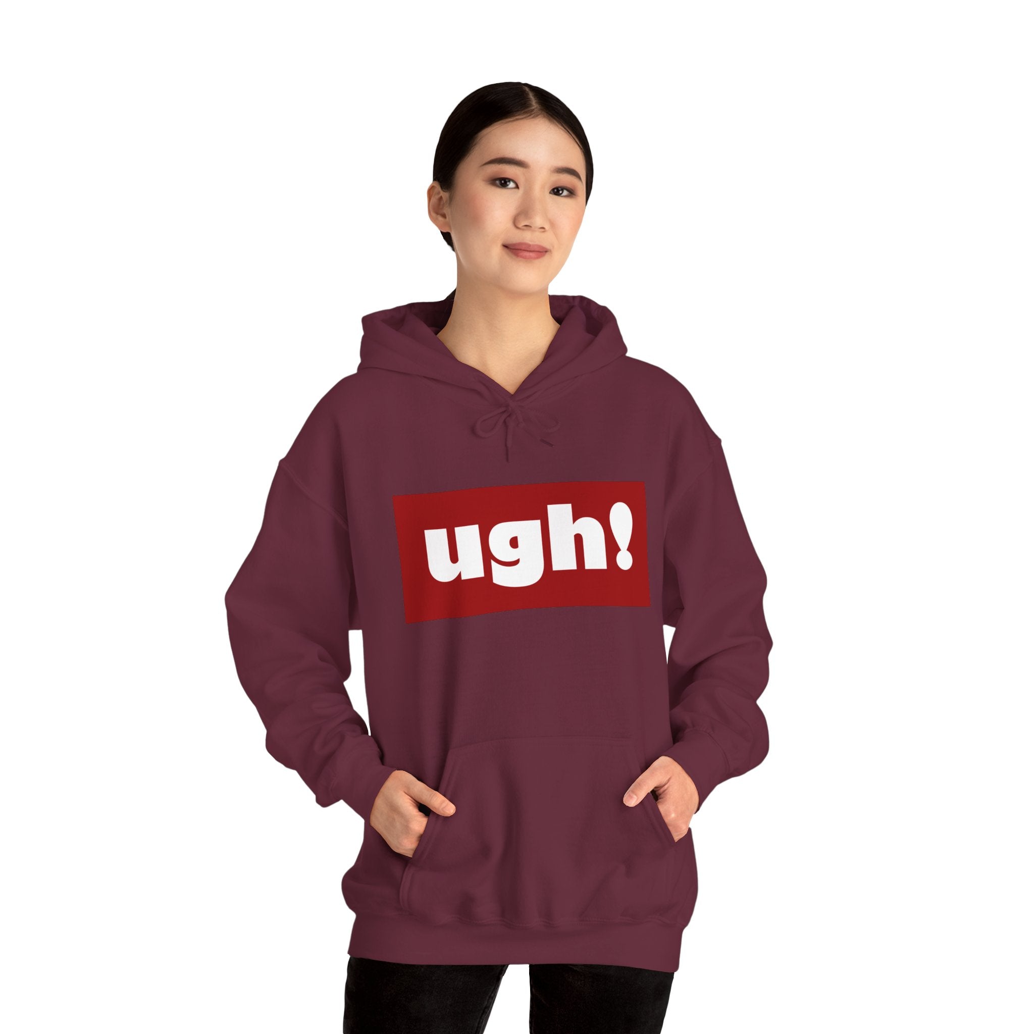 Ugh! Graphic Hoodie — Funny Minimalist Box Logo Pullover