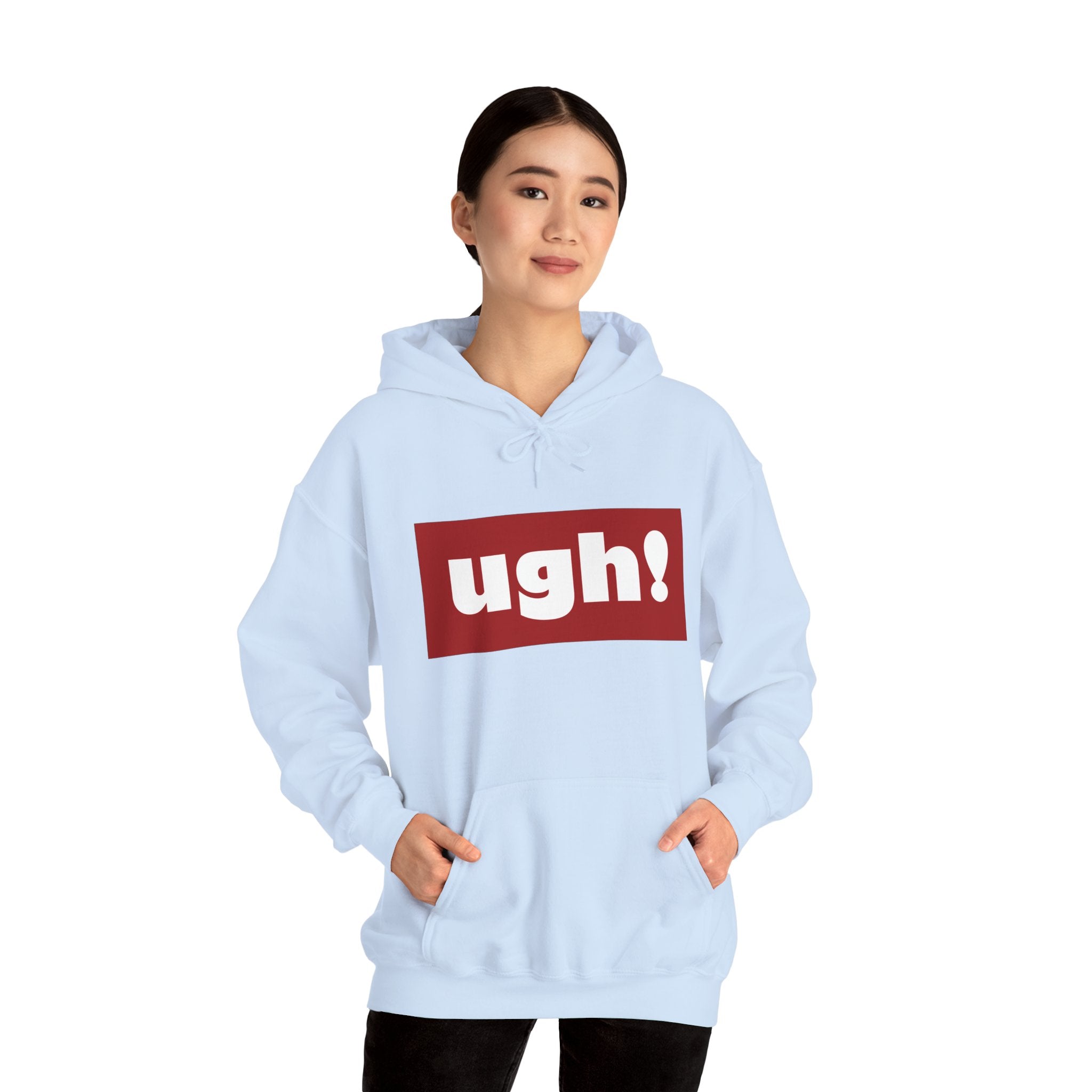 Ugh! Graphic Hoodie — Funny Minimalist Box Logo Pullover