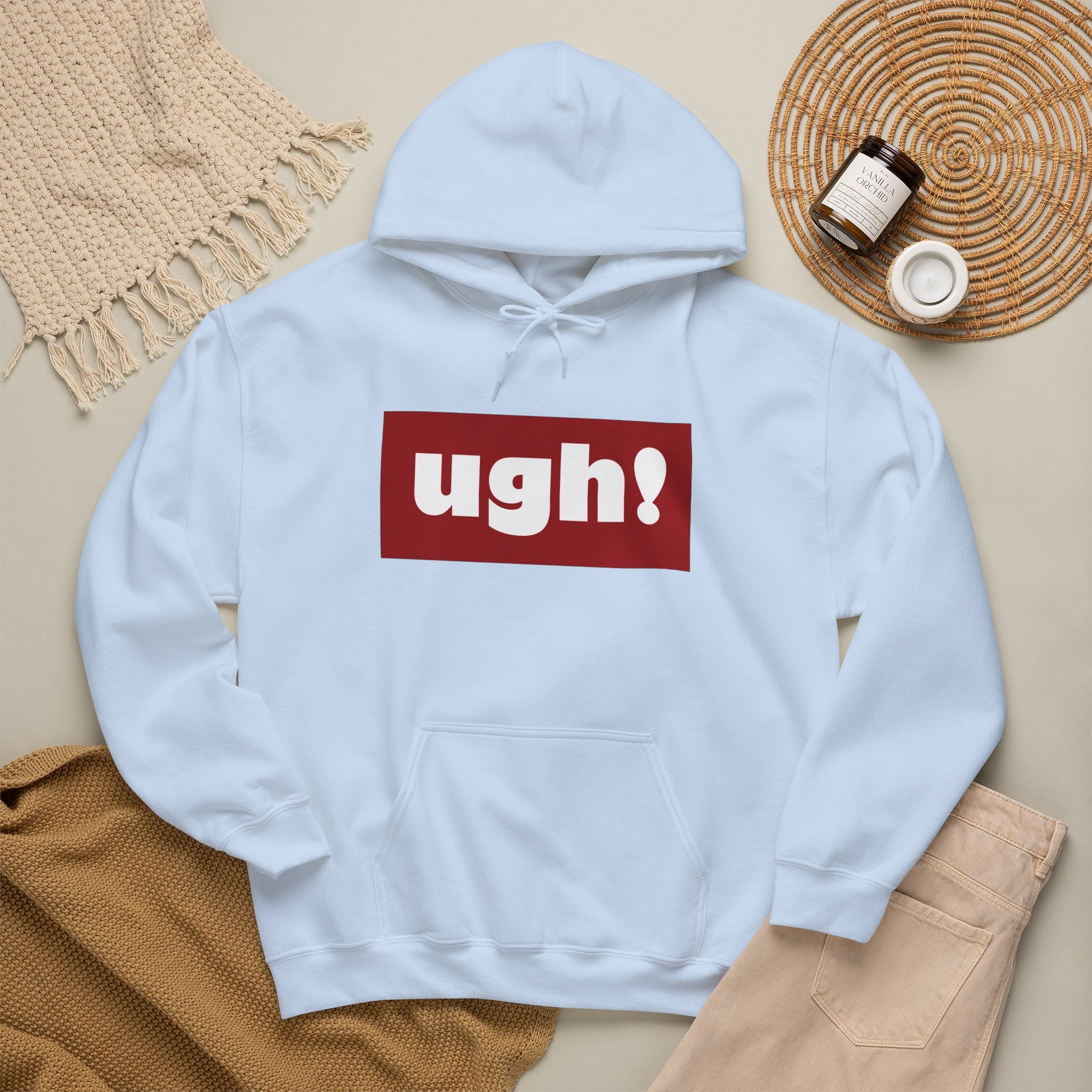 Ugh! Graphic Hoodie — Funny Minimalist Box Logo Pullover