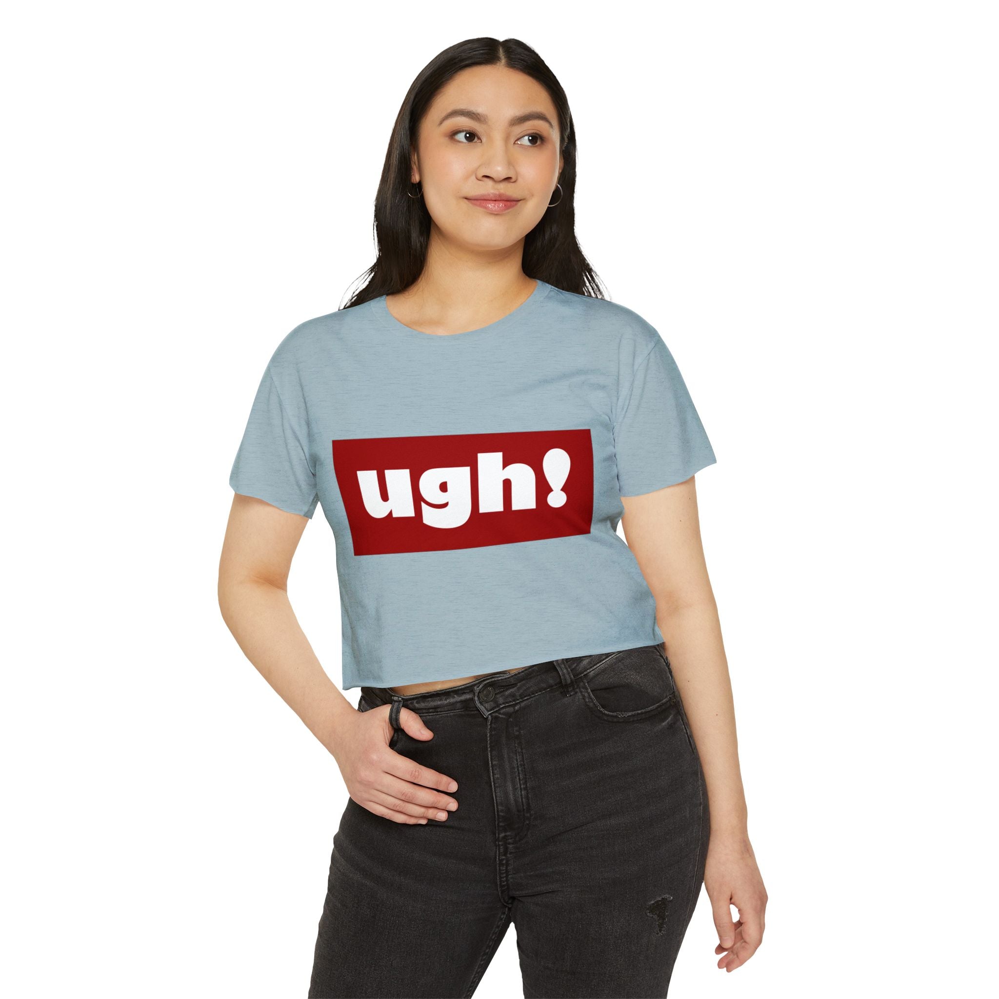 "ugh!" Festival Crop Top — Playful Graphic Women's Cropped Tee