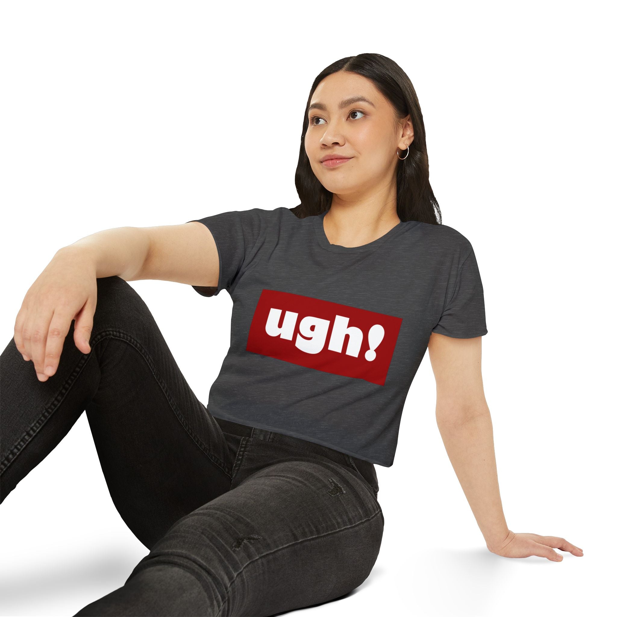 "ugh!" Festival Crop Top — Playful Graphic Women's Cropped Tee