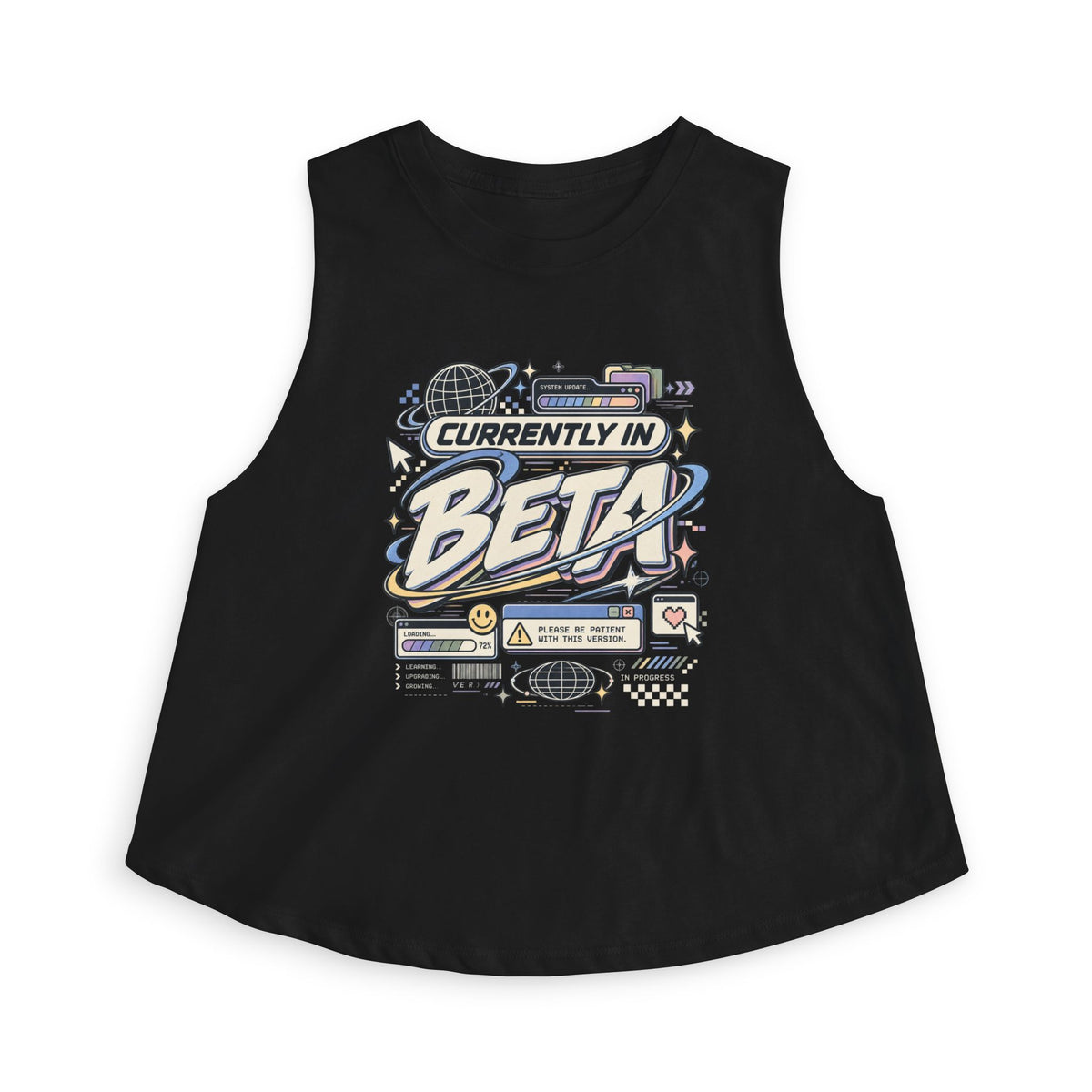Currently In Beta Crop Top — Retro Tech Graphic Women's Tank