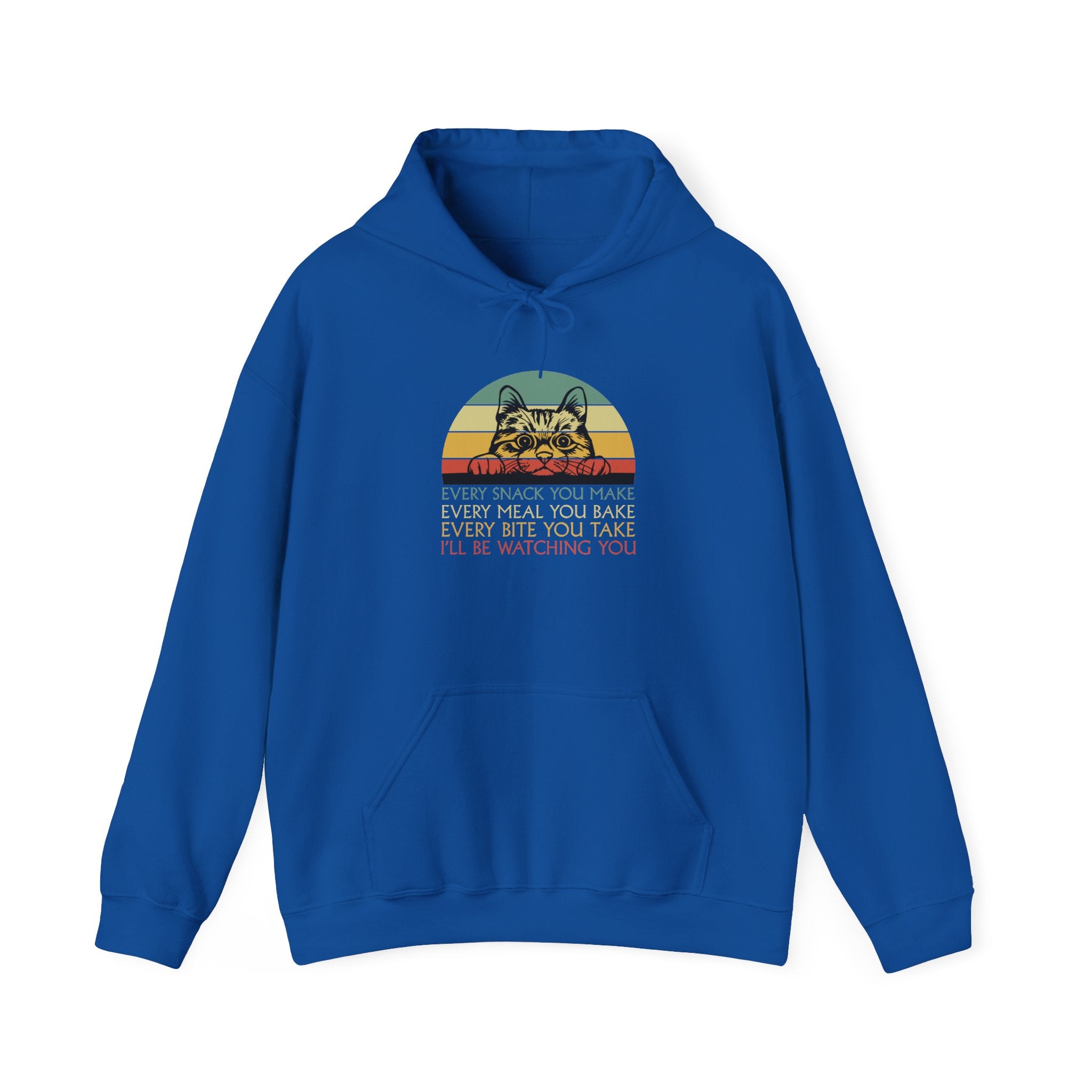 Cat Watch Retro Hoodie – “Every Snack You Make” Funny Cat Lover Sweatshirt