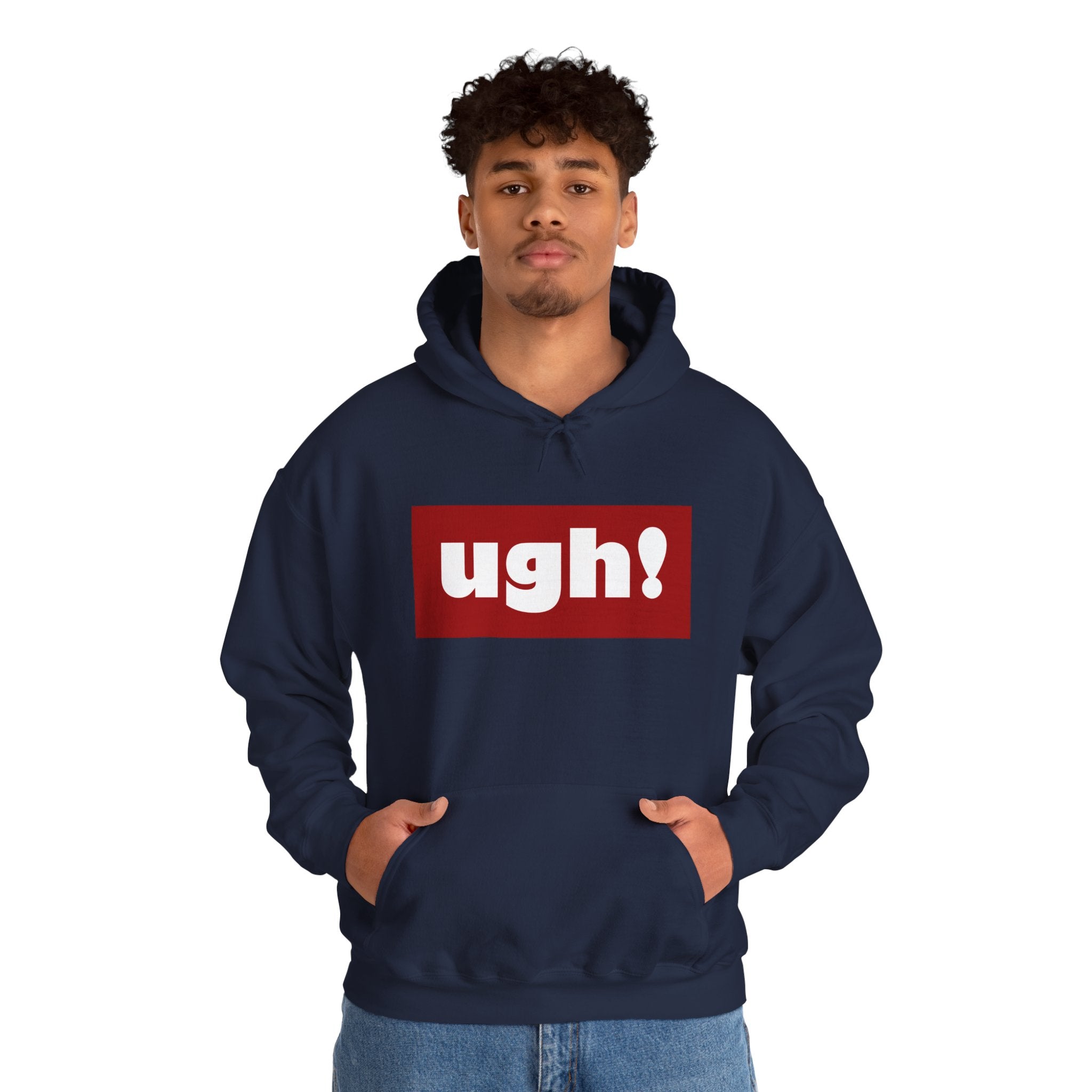 Ugh! Graphic Hoodie — Funny Minimalist Box Logo Pullover
