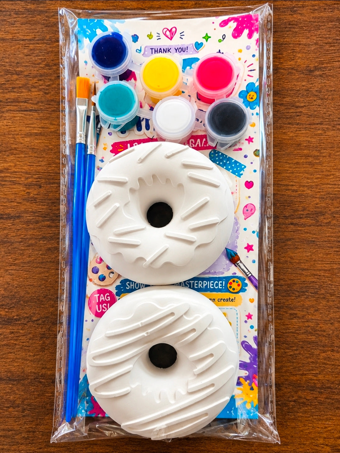 DIY Plaster Painting Kit – Donut & Fast Food Figurines | Craft Kit with Paints