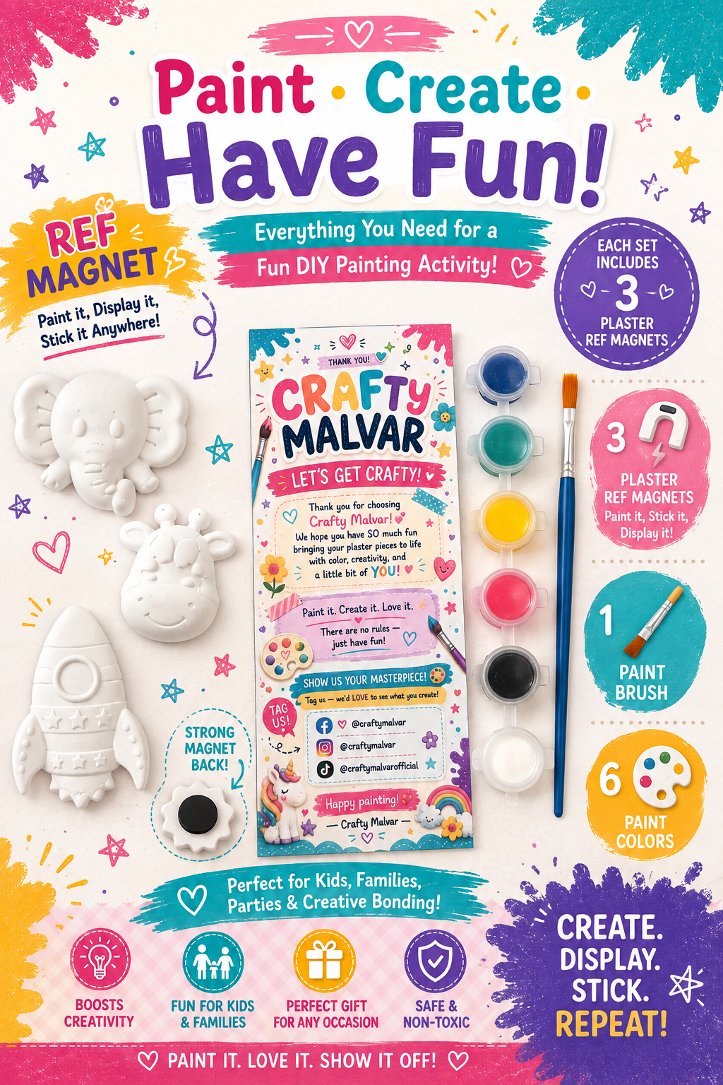 Plaster Paint & Create Kit | Paint Your Own Plaster Craft Set for All Ages