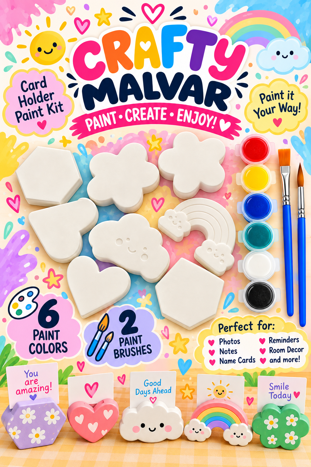 DIY Plaster Card Holder Painting Kit | Paint Your Own Photo & Note Holder