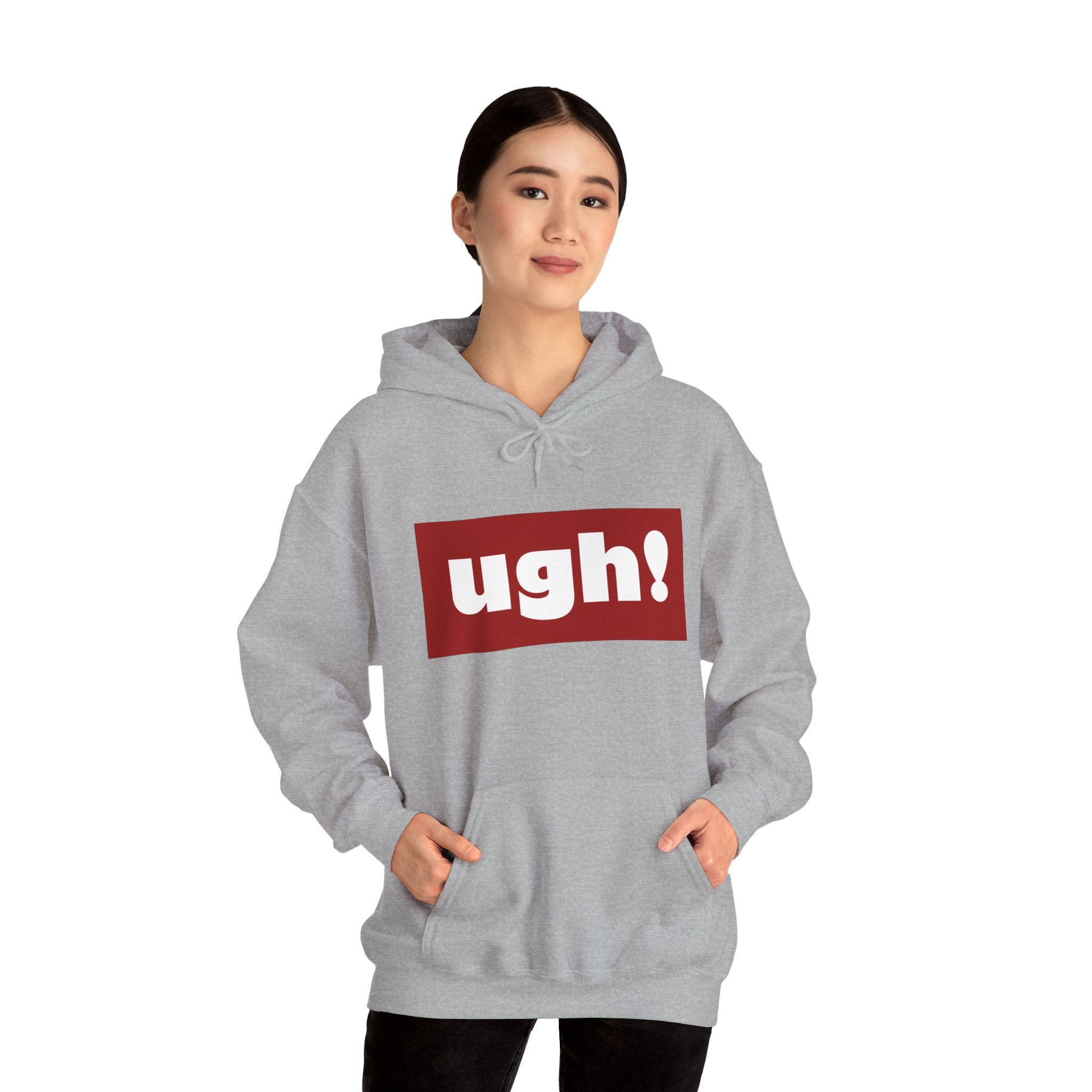 Ugh! Graphic Hoodie — Funny Minimalist Box Logo Pullover