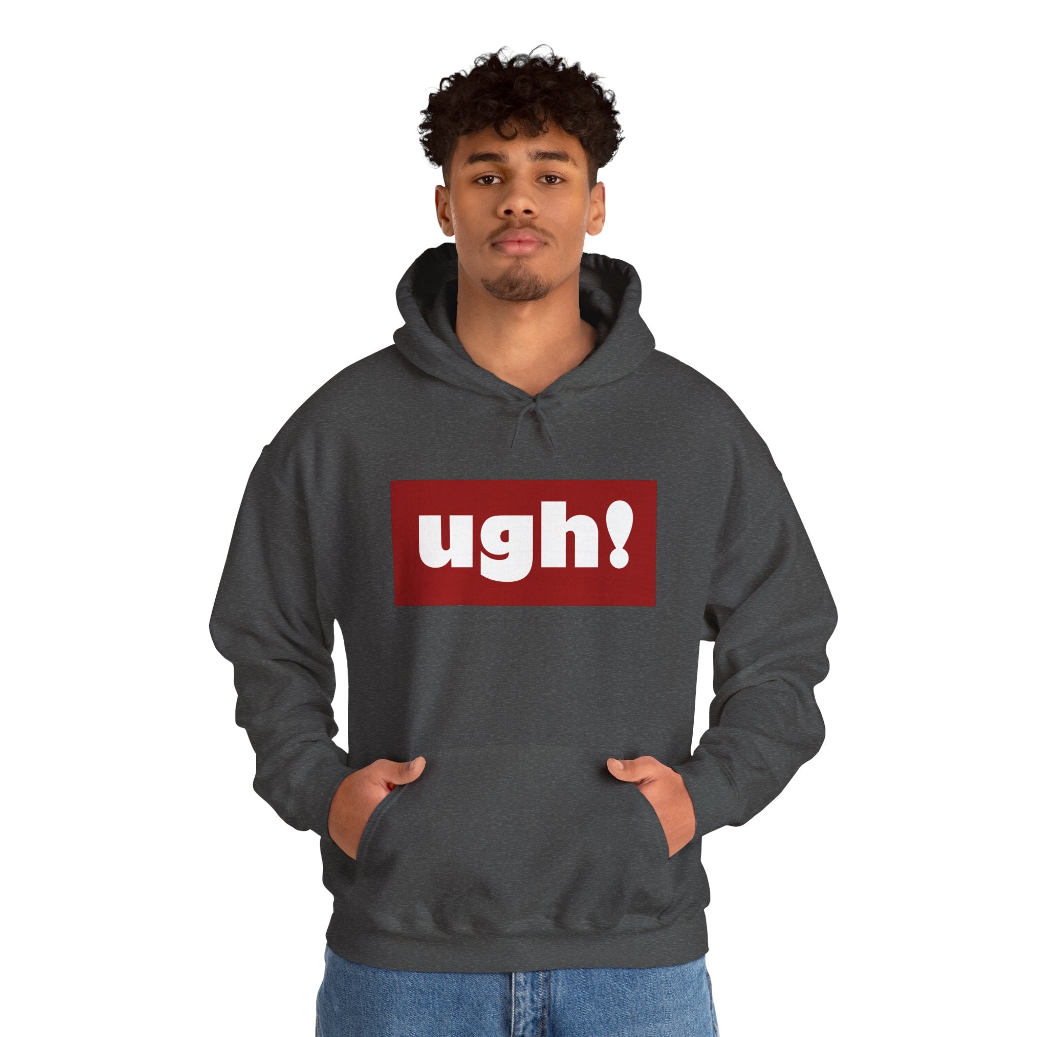 Ugh! Graphic Hoodie — Funny Minimalist Box Logo Pullover