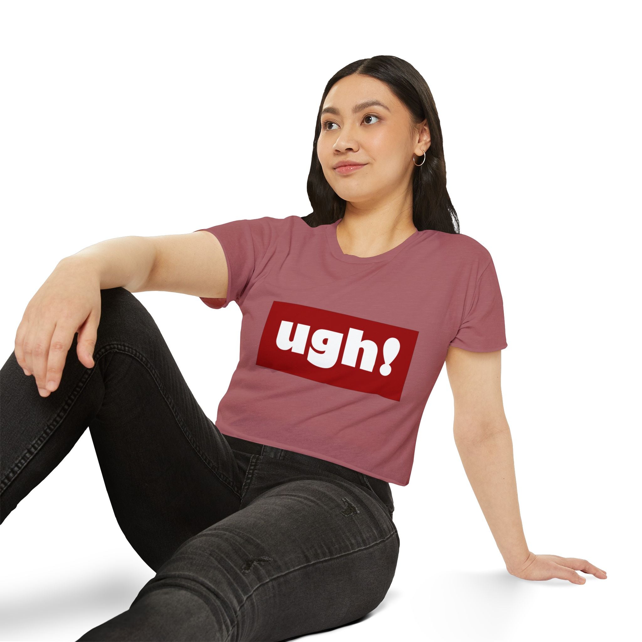 "ugh!" Festival Crop Top — Playful Graphic Women's Cropped Tee