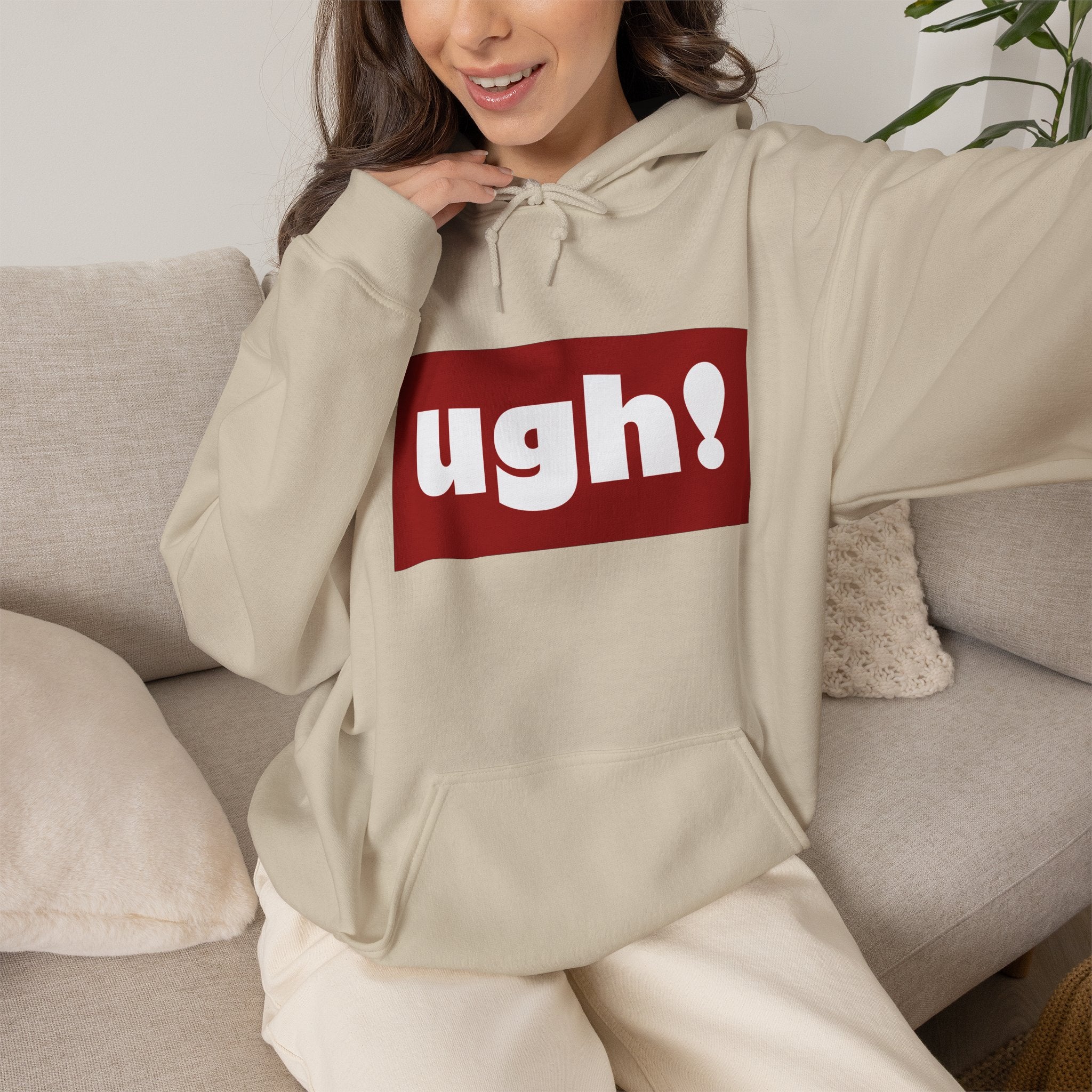 Ugh! Graphic Hoodie — Funny Minimalist Box Logo Pullover