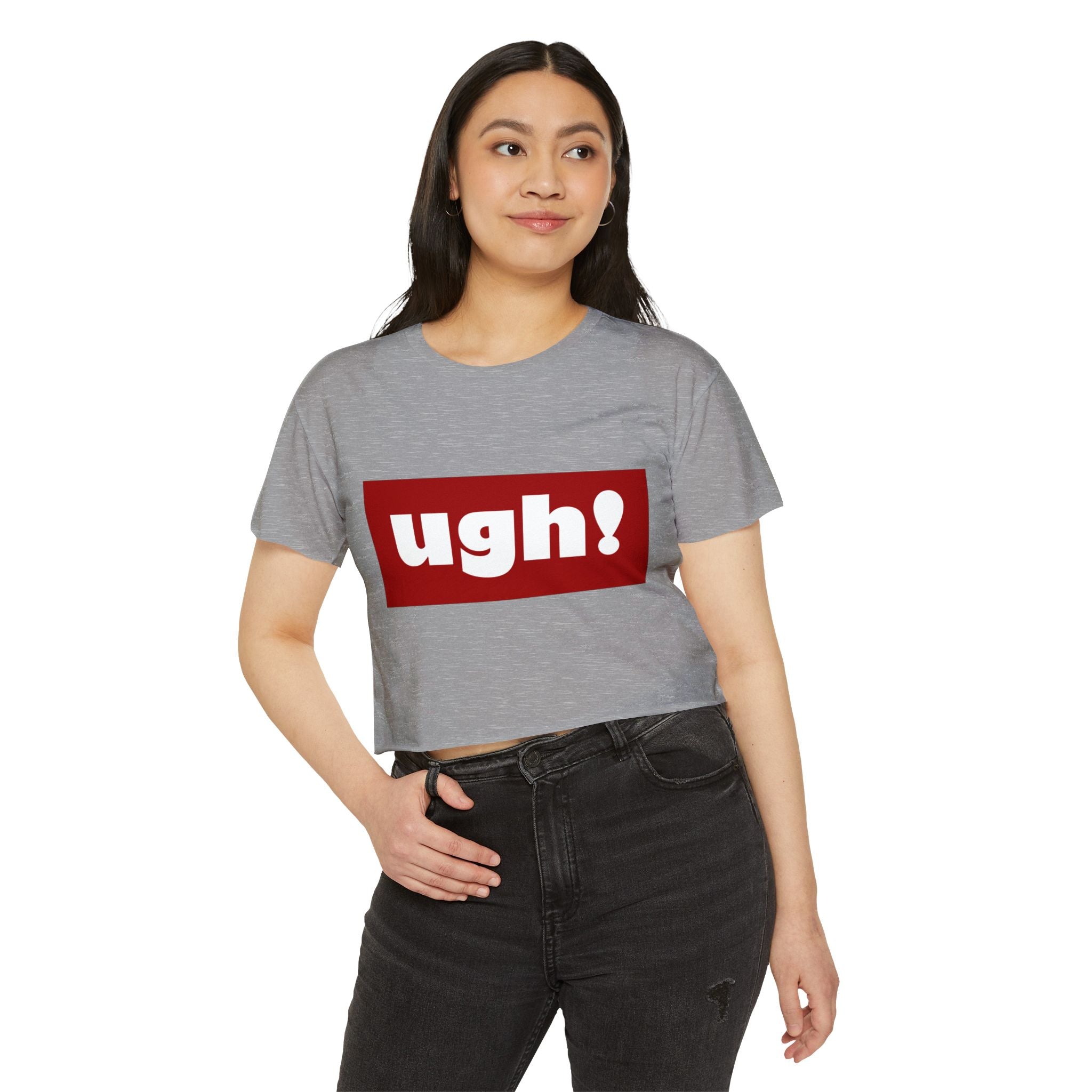 "ugh!" Festival Crop Top — Playful Graphic Women's Cropped Tee