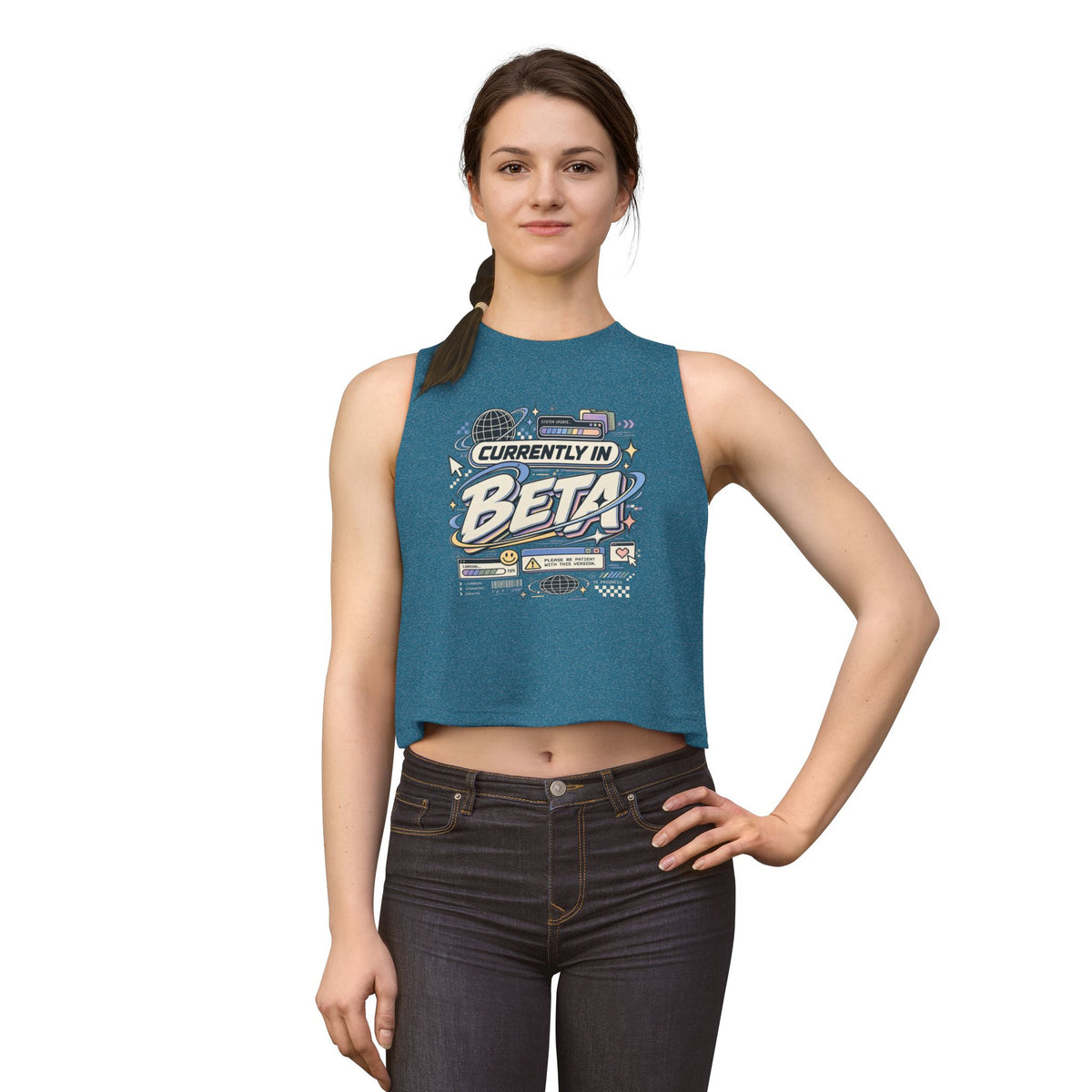 Currently In Beta Crop Top — Retro Tech Graphic Women's Tank