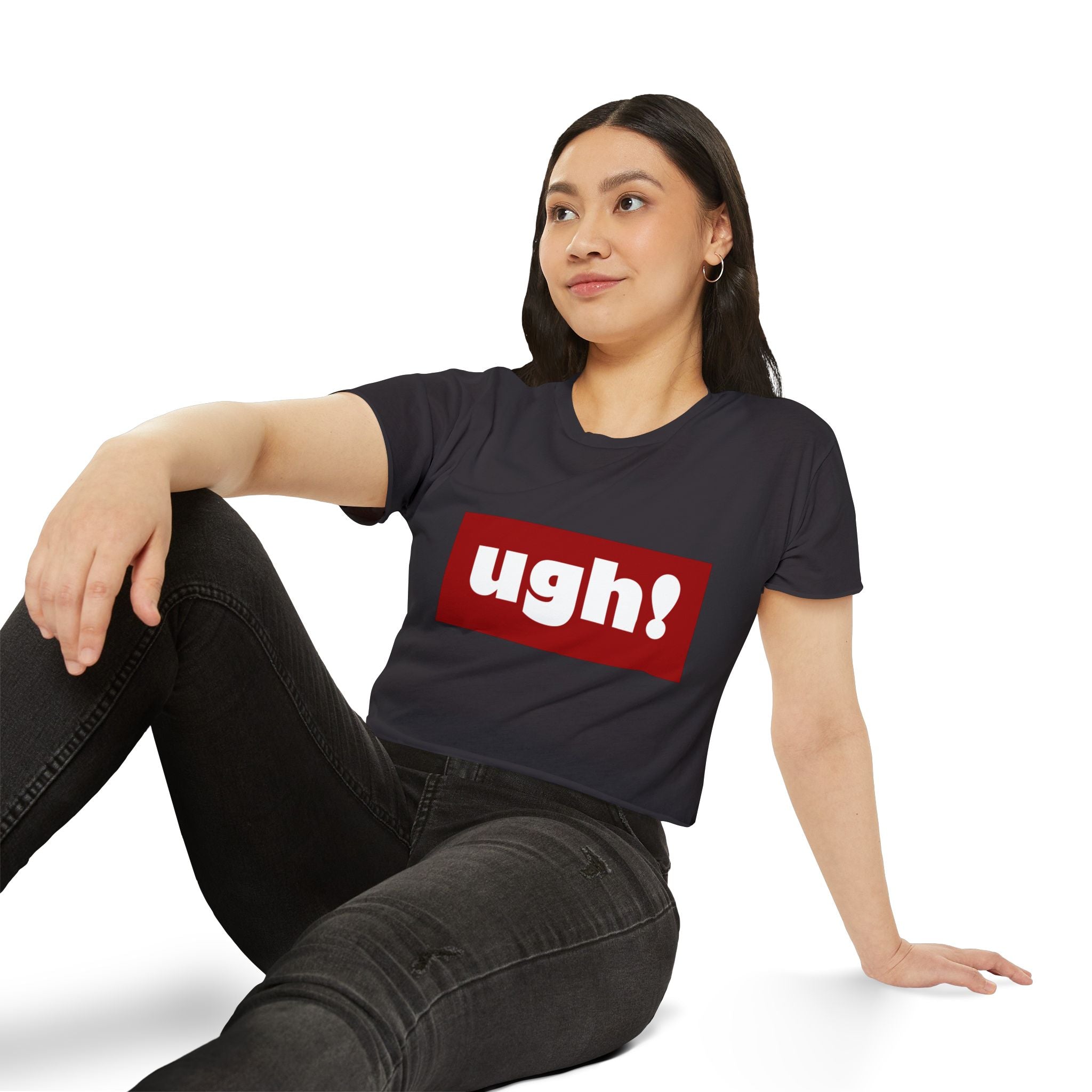 "ugh!" Festival Crop Top — Playful Graphic Women's Cropped Tee