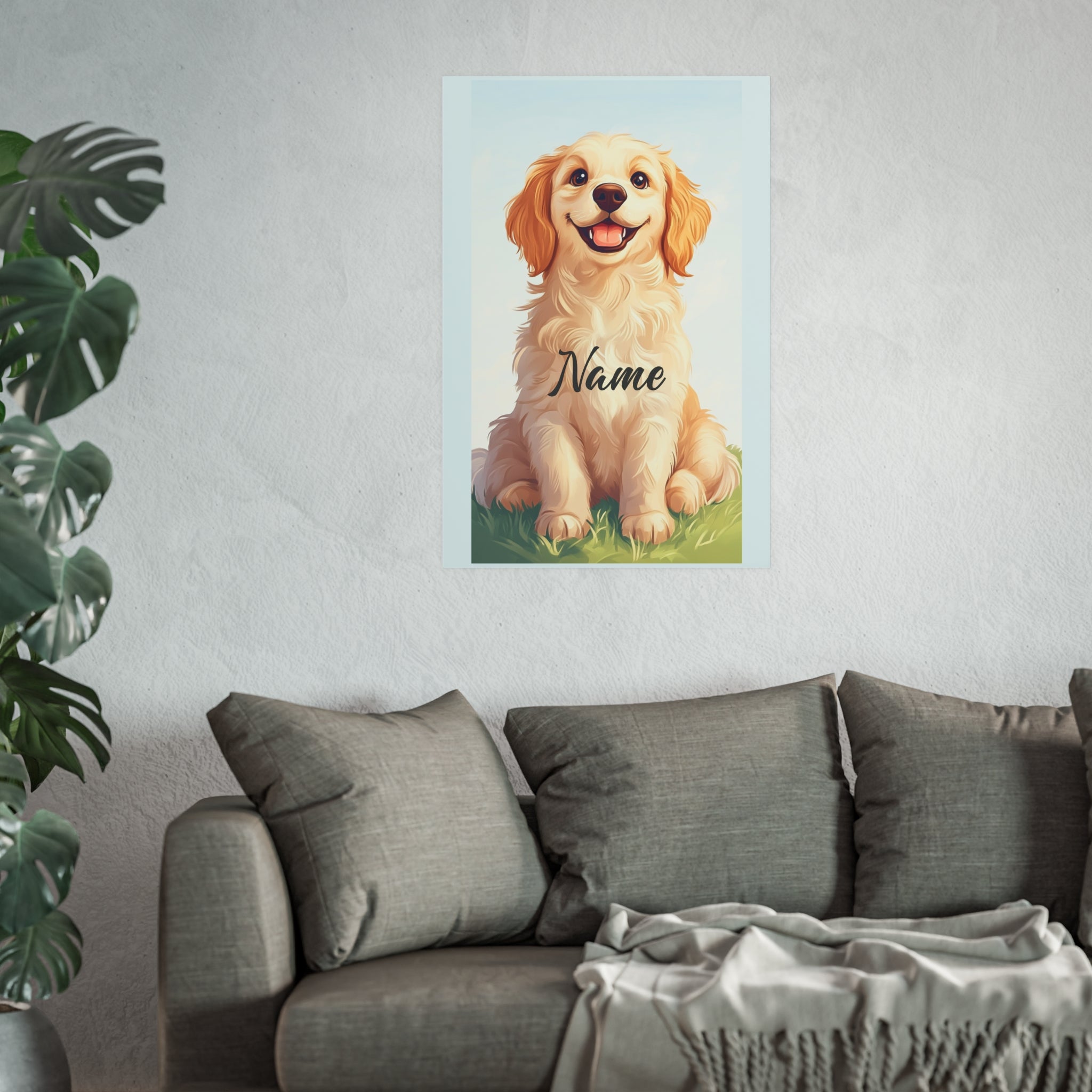 Personalized Golden Retriever Poster — Custom Name Pet Wall Art (Satin or Matte)