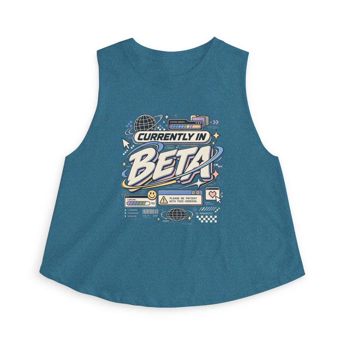 Currently In Beta Crop Top — Retro Tech Graphic Women's Tank