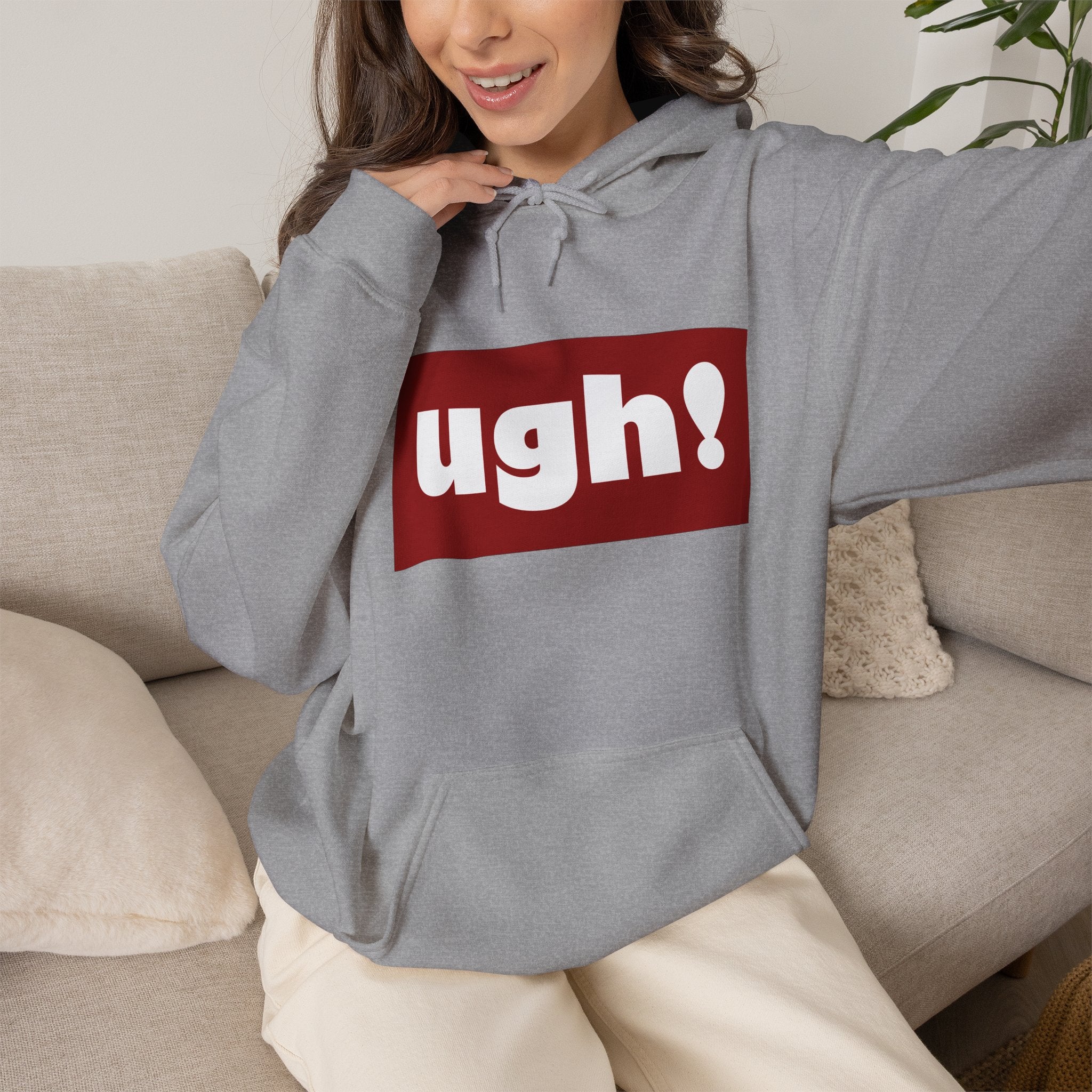 Ugh! Graphic Hoodie — Funny Minimalist Box Logo Pullover