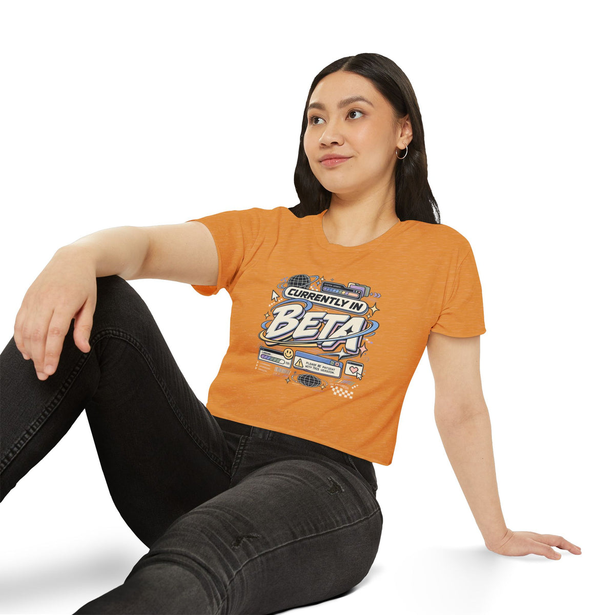 Currently in Beta Crop Top — Women's Festival Graphic Tee