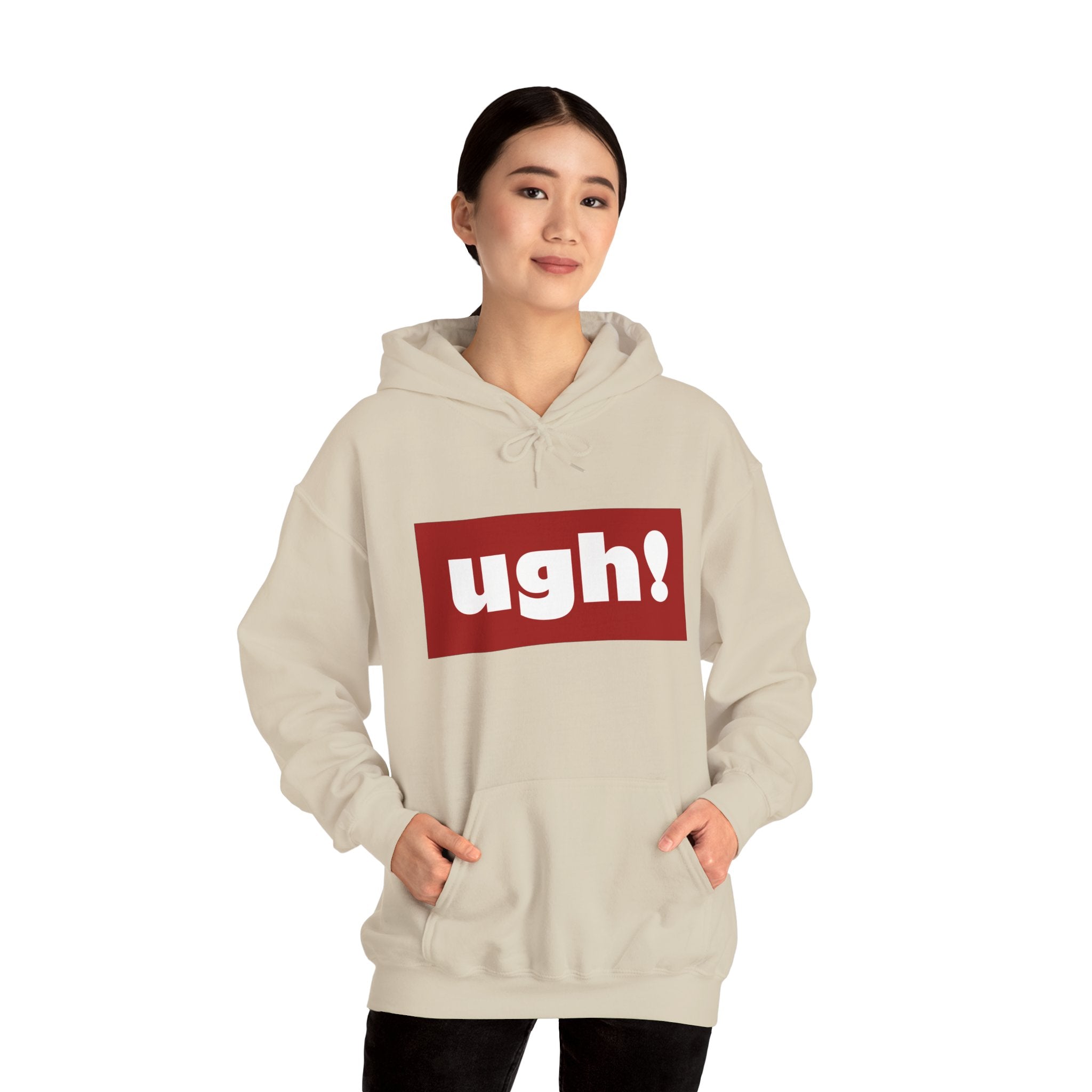 Ugh! Graphic Hoodie — Funny Minimalist Box Logo Pullover