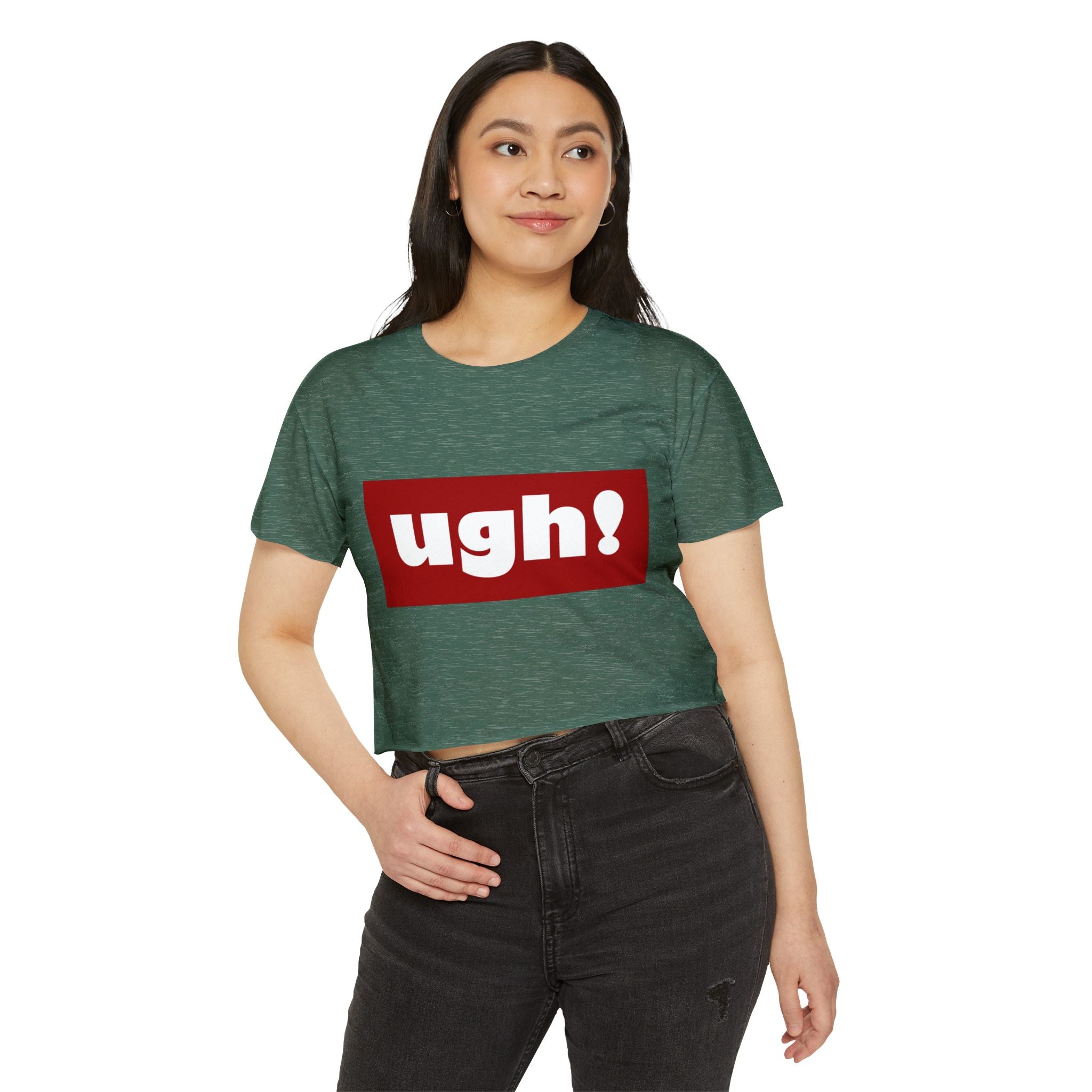"ugh!" Festival Crop Top — Playful Graphic Women's Cropped Tee
