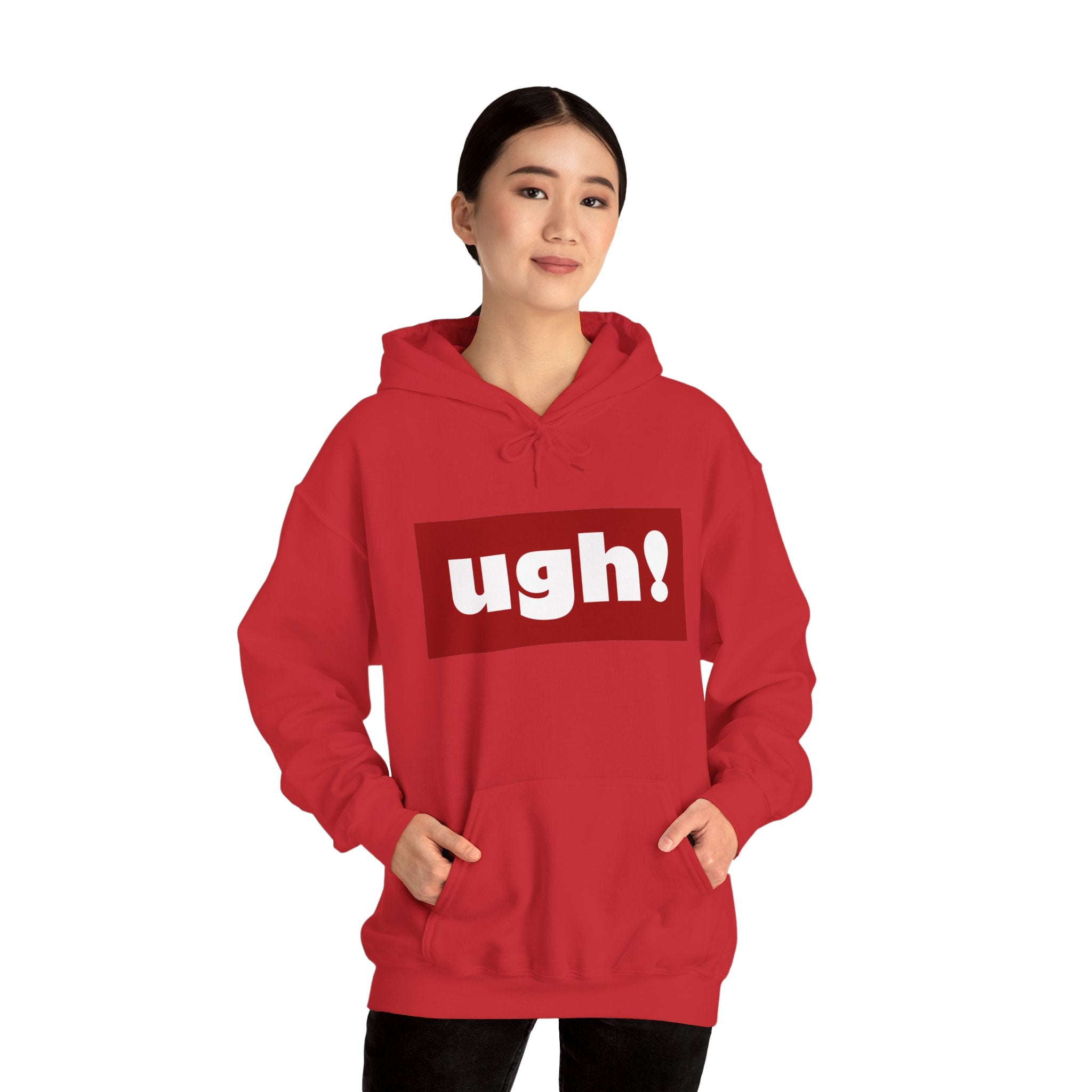Ugh! Graphic Hoodie — Funny Minimalist Box Logo Pullover