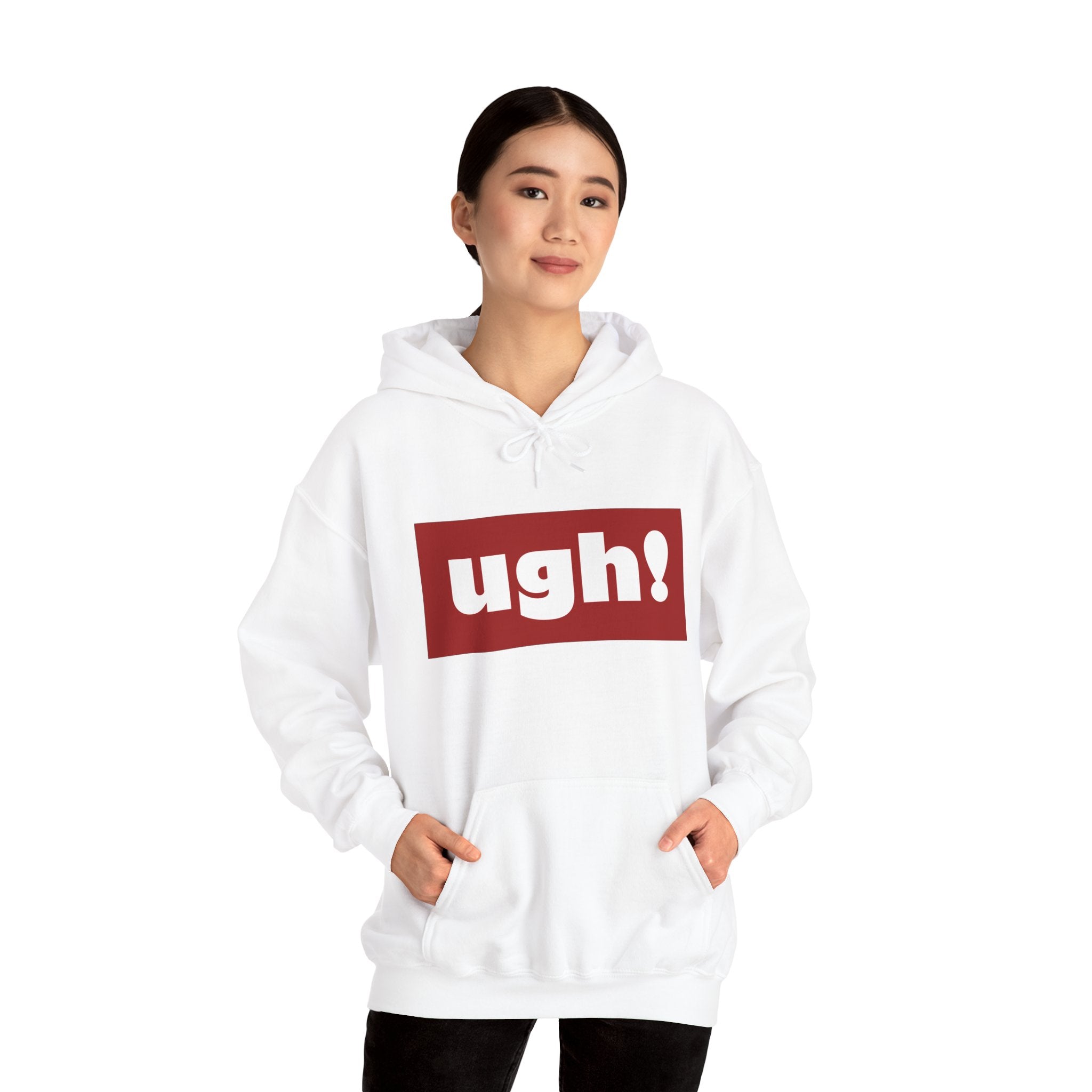 Ugh! Graphic Hoodie — Funny Minimalist Box Logo Pullover