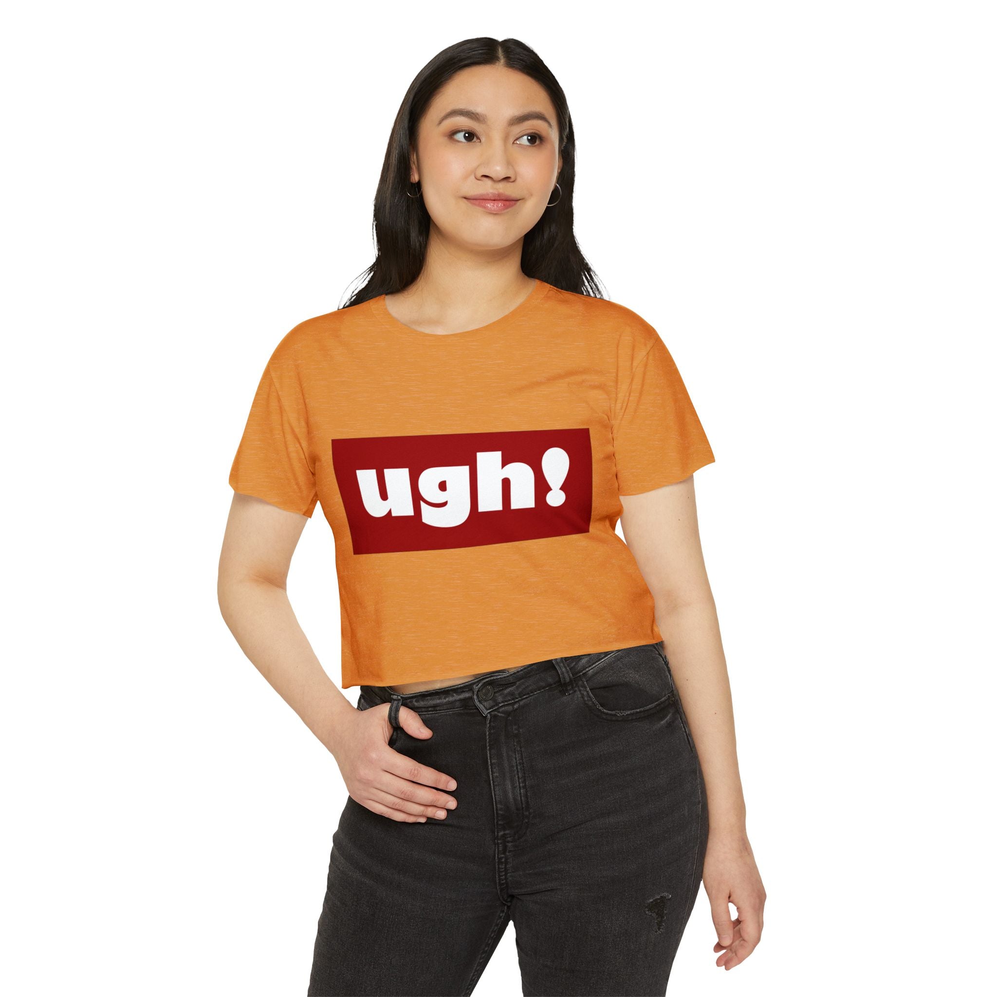 "ugh!" Festival Crop Top — Playful Graphic Women's Cropped Tee