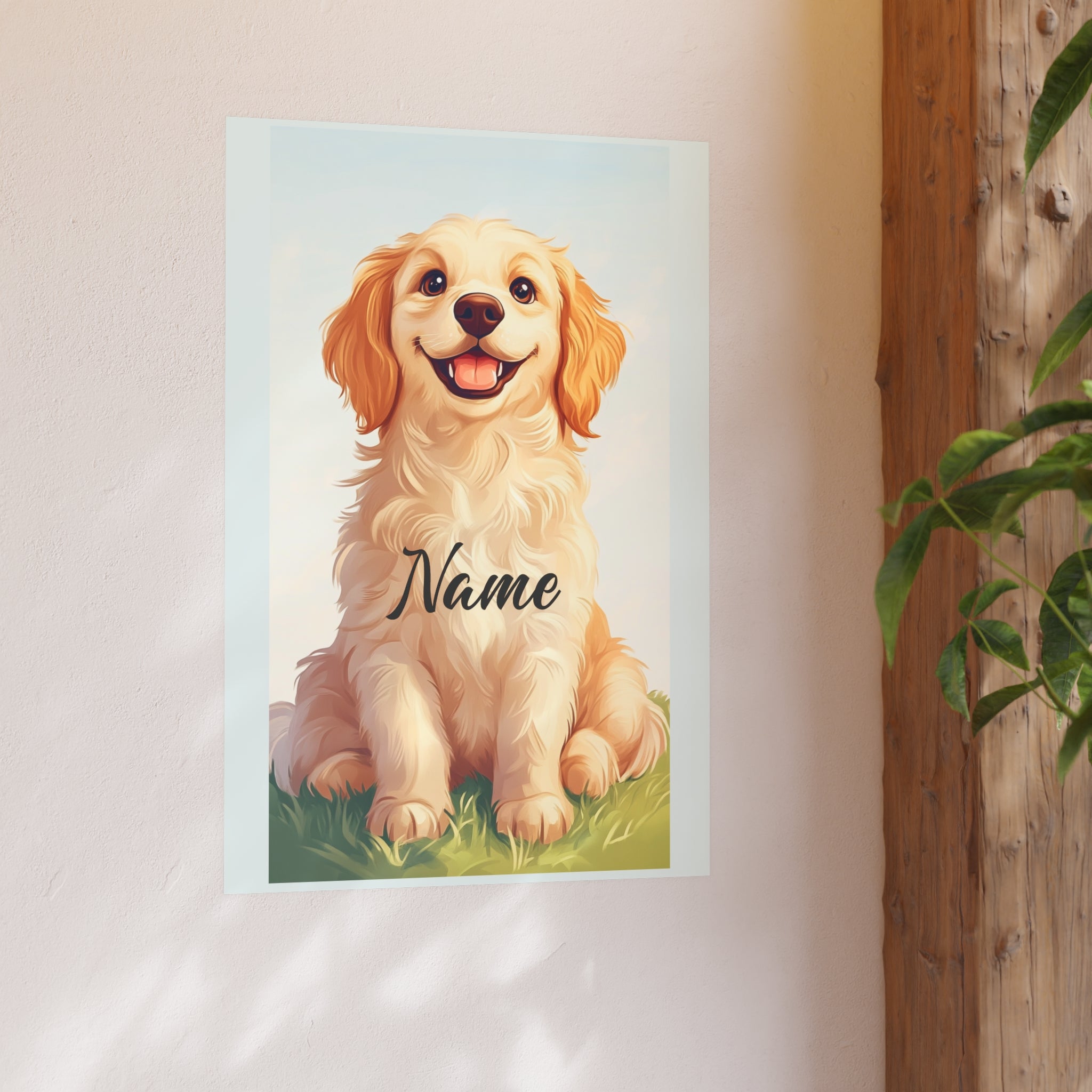 Personalized Golden Retriever Poster — Custom Name Pet Wall Art (Satin or Matte)