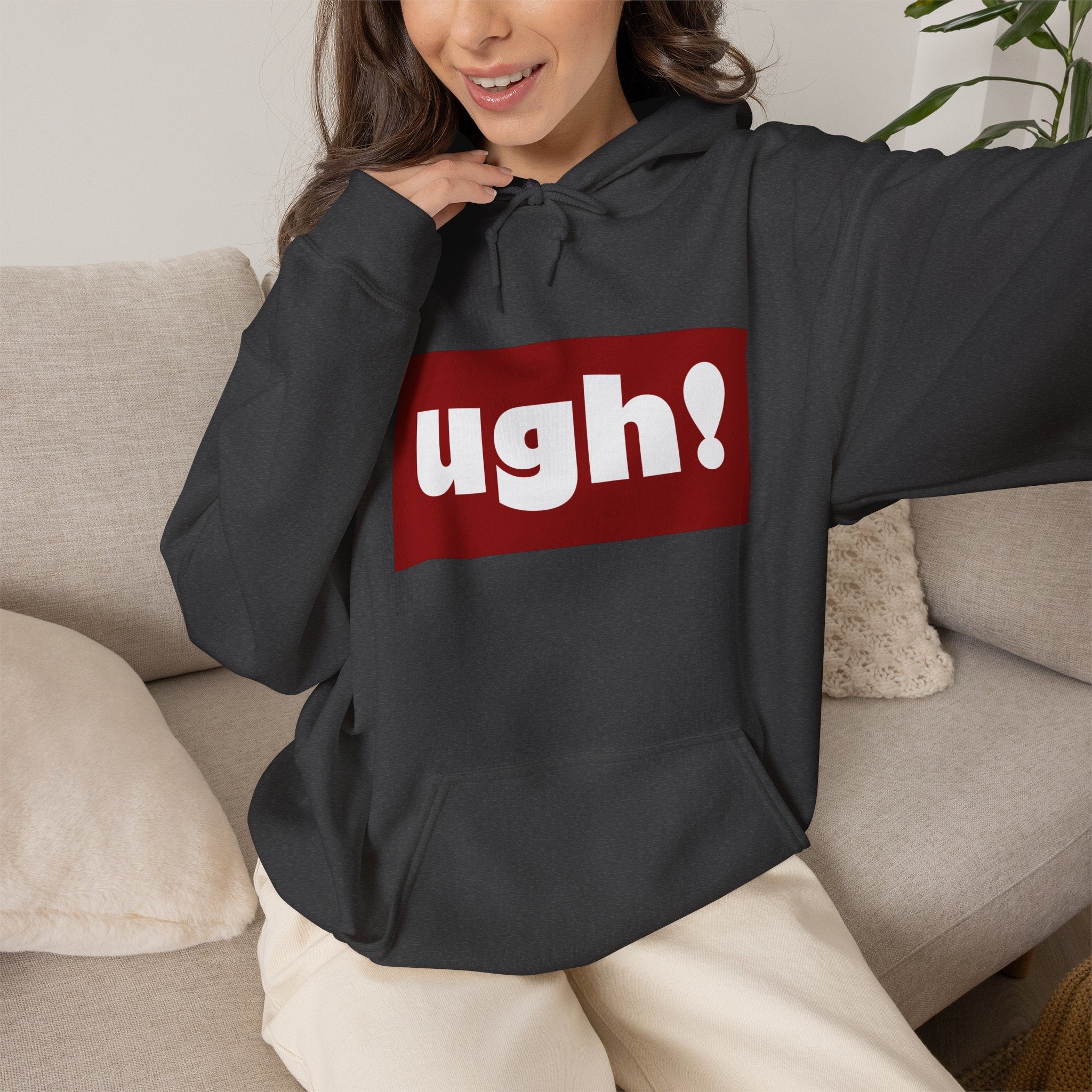 Ugh! Graphic Hoodie — Funny Minimalist Box Logo Pullover