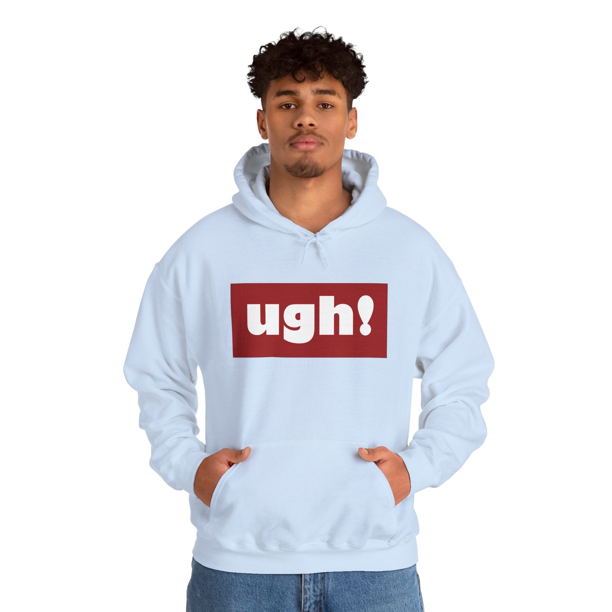 Ugh! Graphic Hoodie — Funny Minimalist Box Logo Pullover