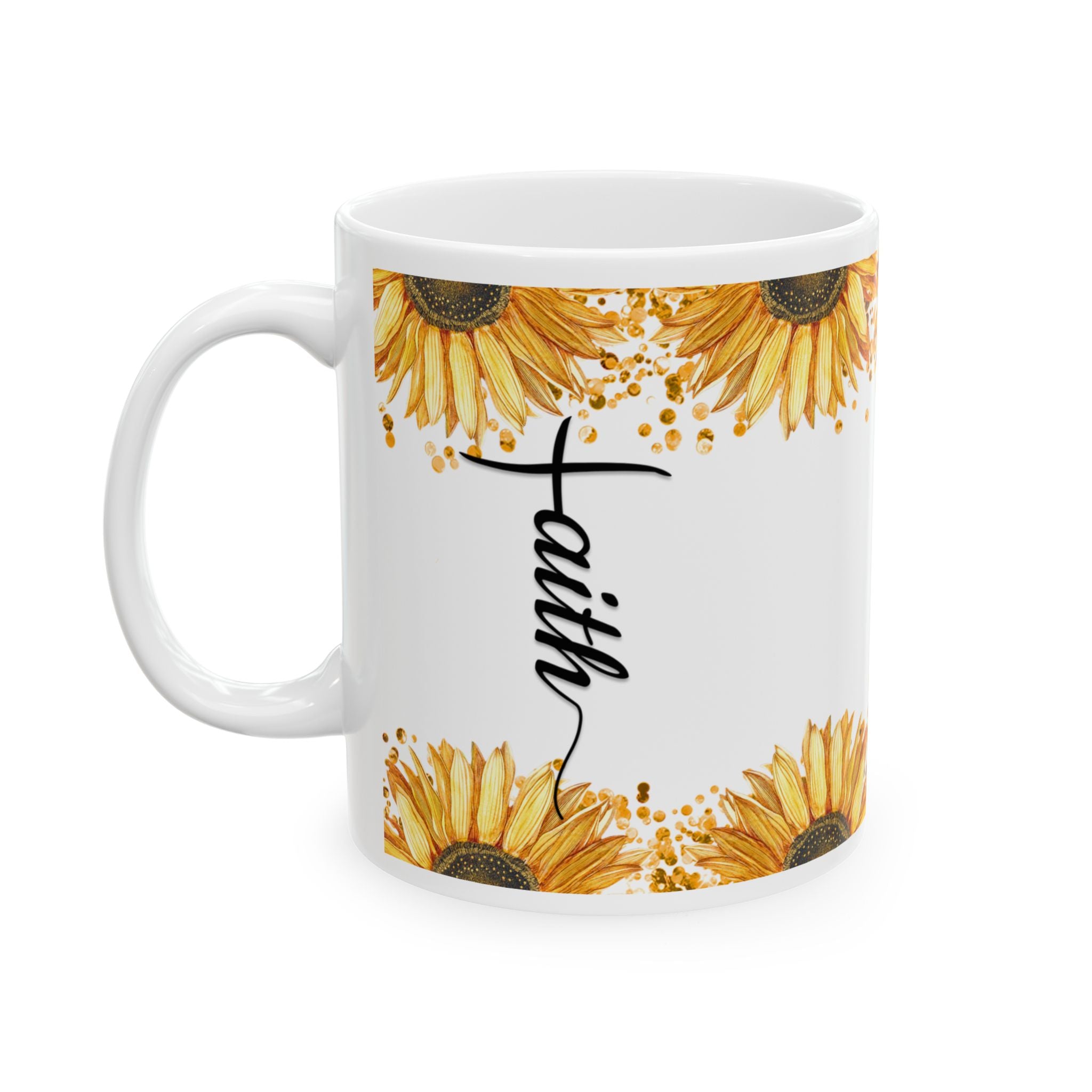 Personalized Sunflower Ceramic Mug – Custom Name Coffee Cup, Floral Gift, 11oz & 15oz