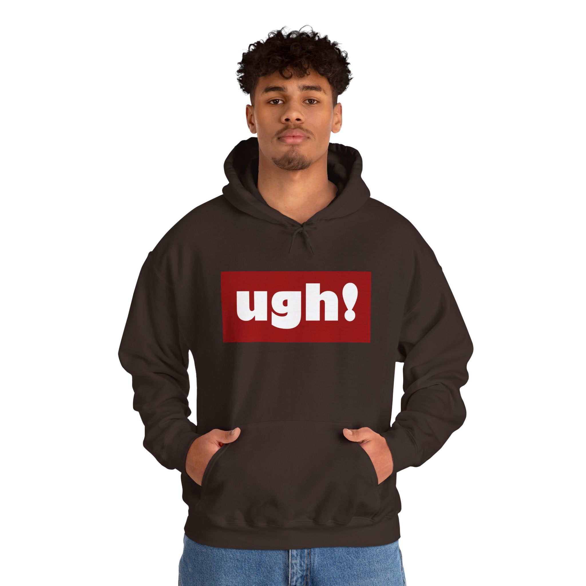 Ugh! Graphic Hoodie — Funny Minimalist Box Logo Pullover