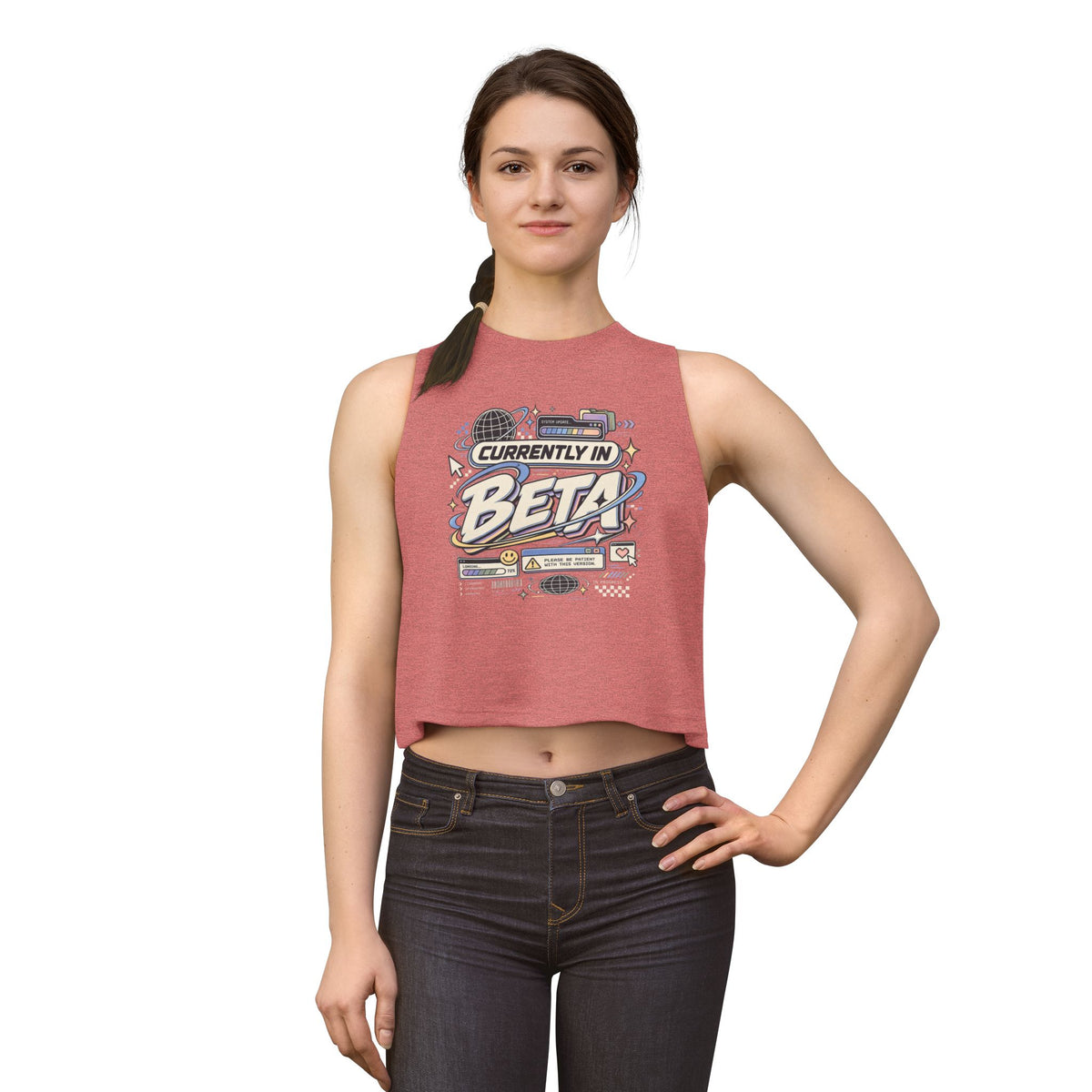 Currently In Beta Crop Top — Retro Tech Graphic Women's Tank