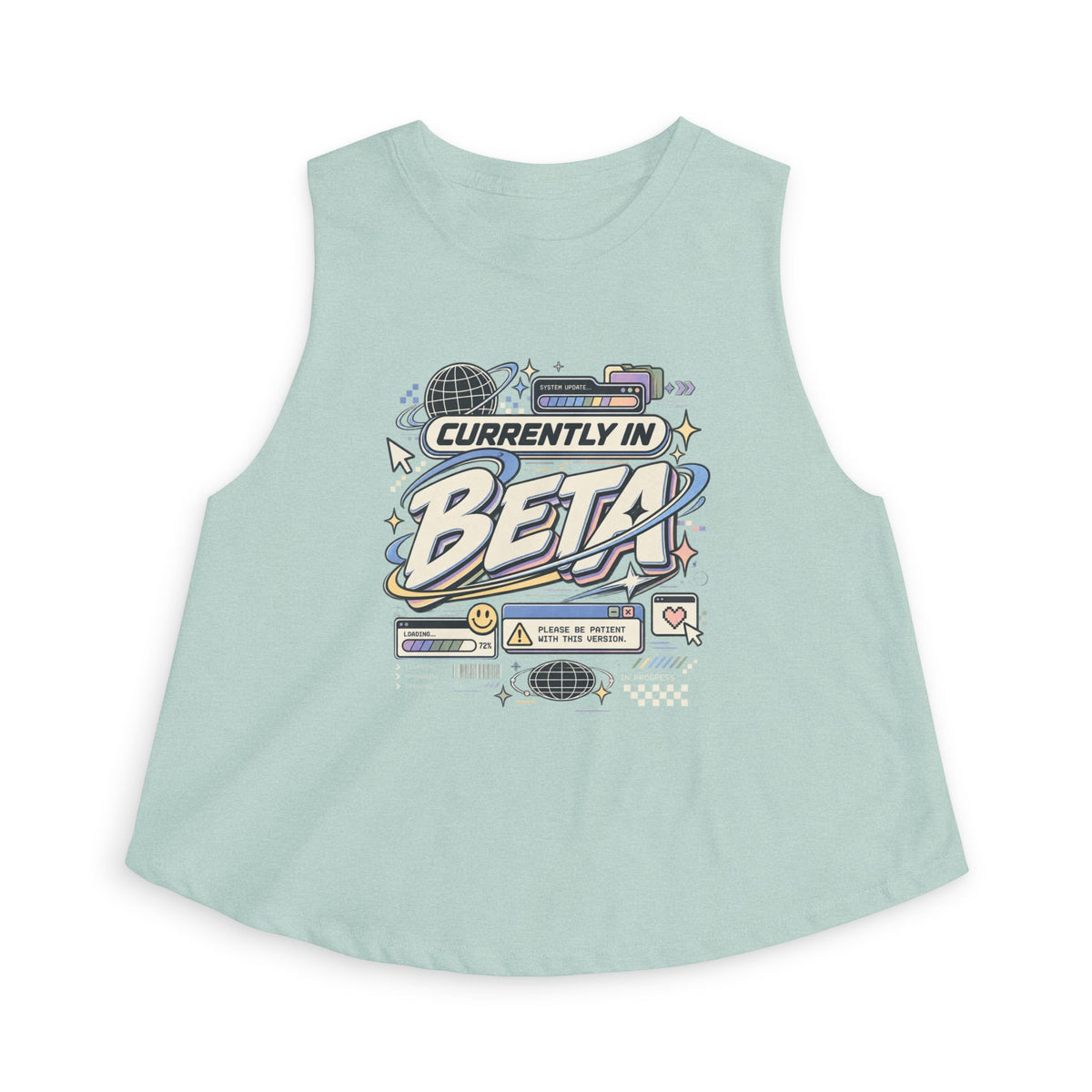 Currently In Beta Crop Top — Retro Tech Graphic Women's Tank