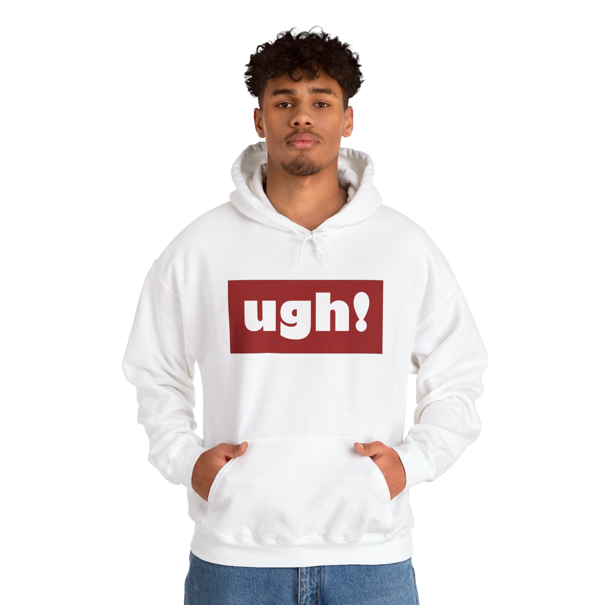Ugh! Graphic Hoodie — Funny Minimalist Box Logo Pullover