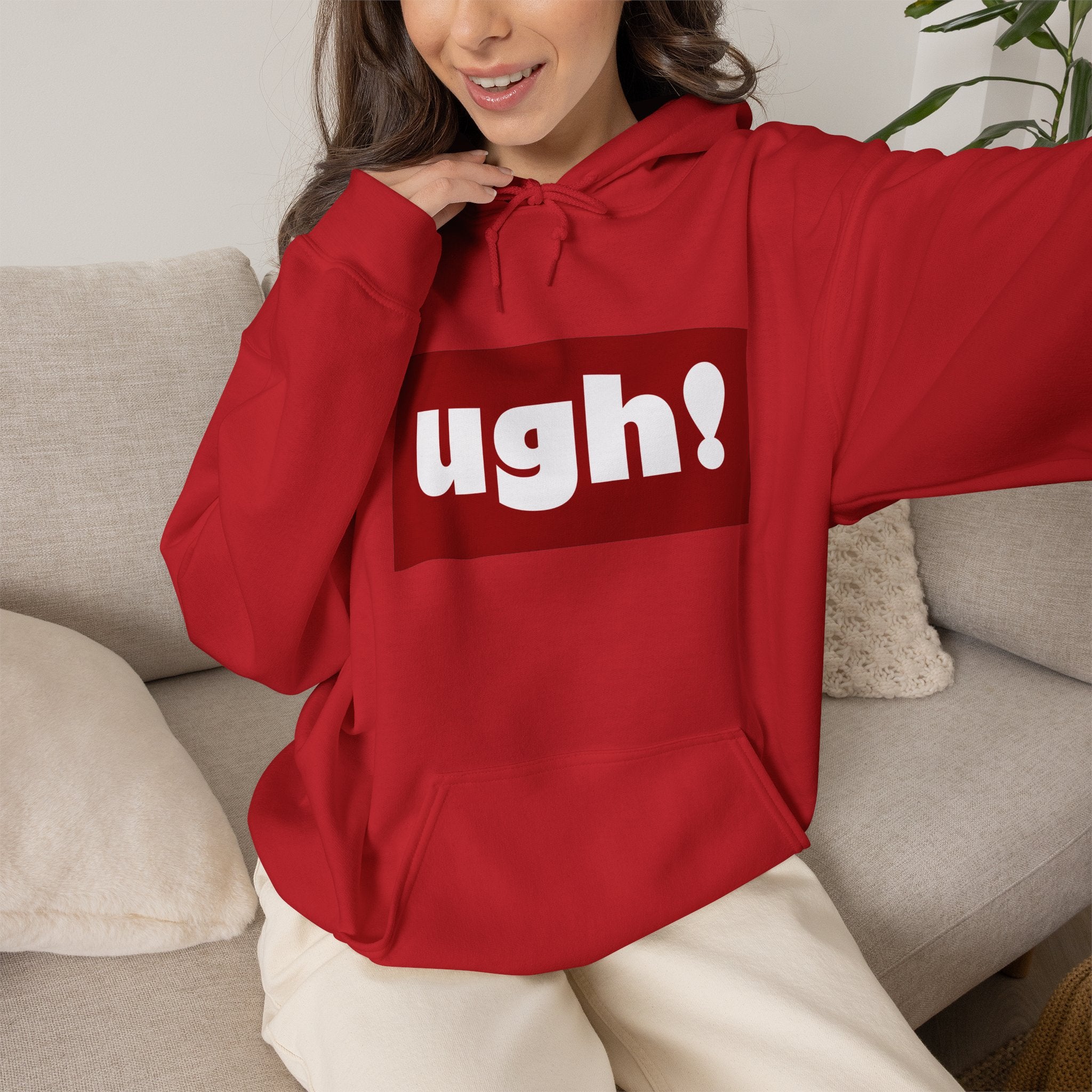 Ugh! Graphic Hoodie — Funny Minimalist Box Logo Pullover